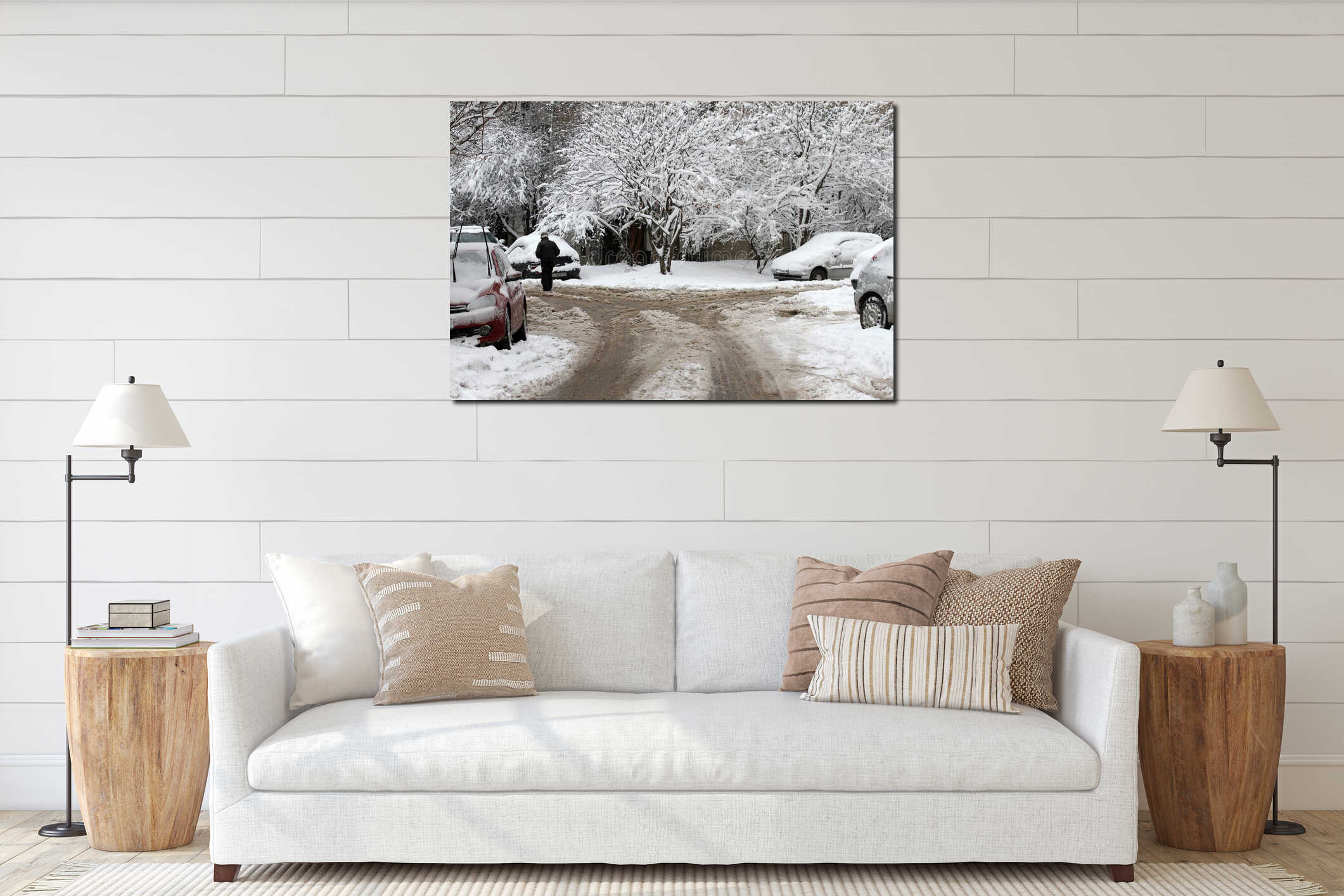 Canvas hanging interior mockup