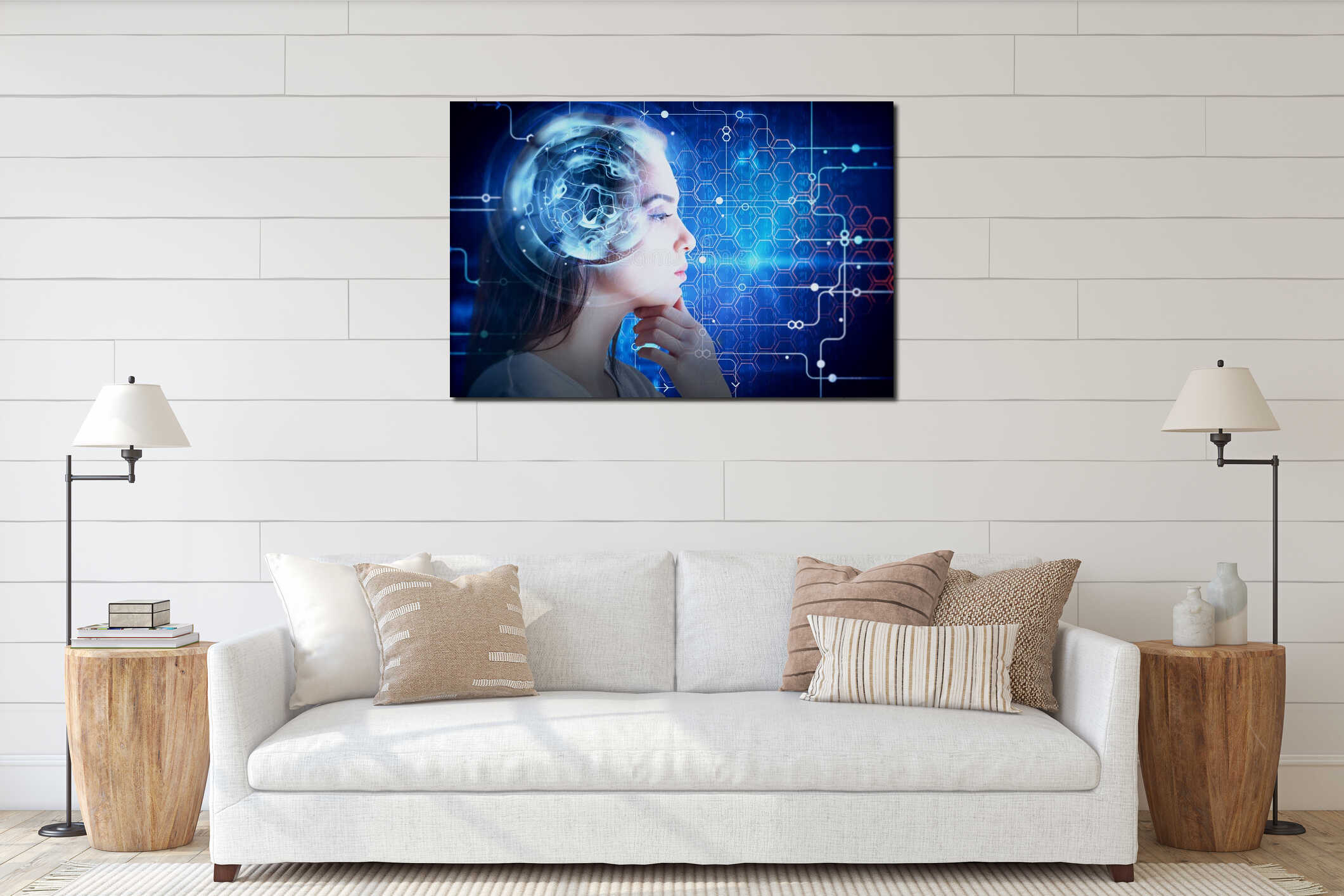 Canvas hanging interior mockup