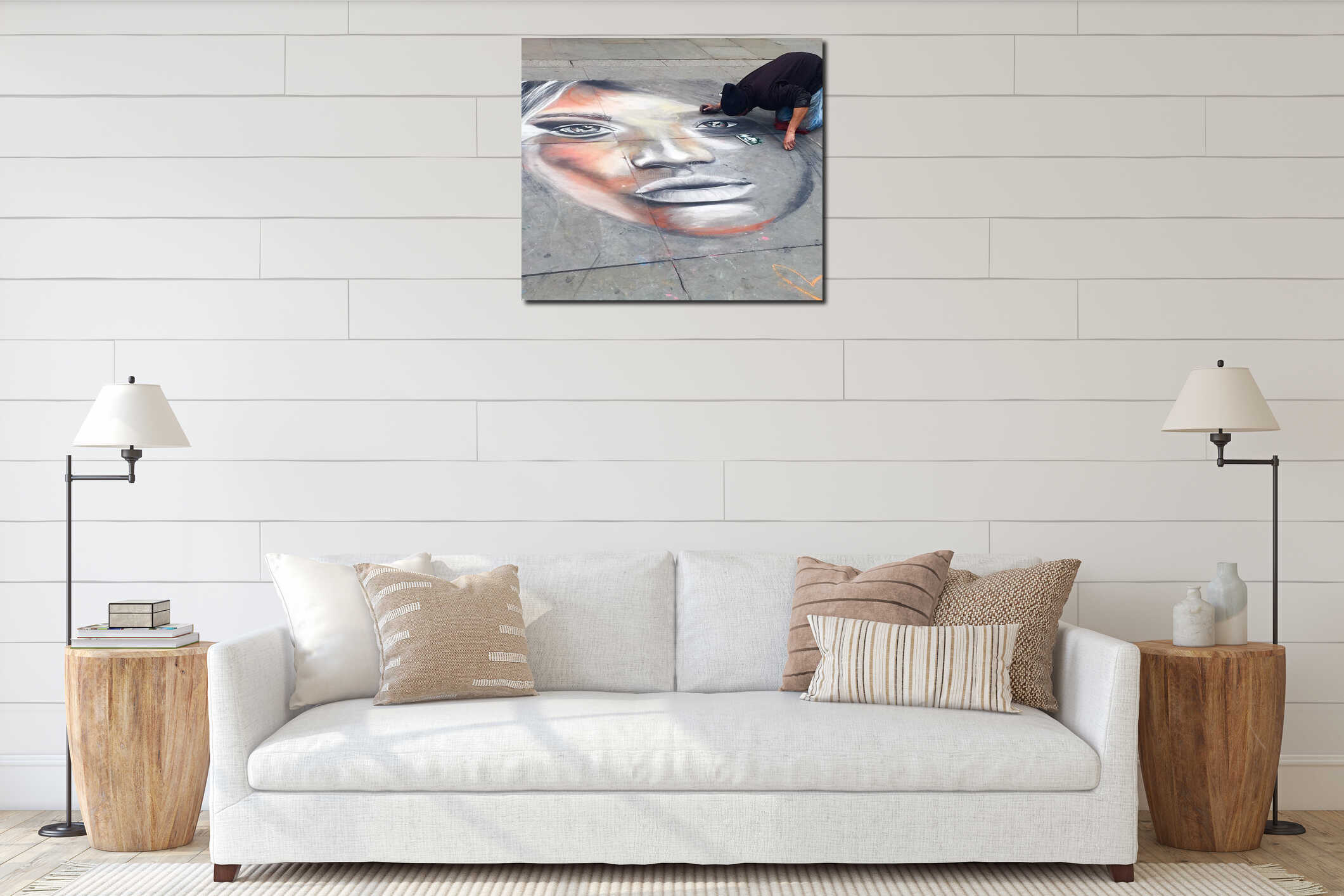 Canvas hanging interior mockup