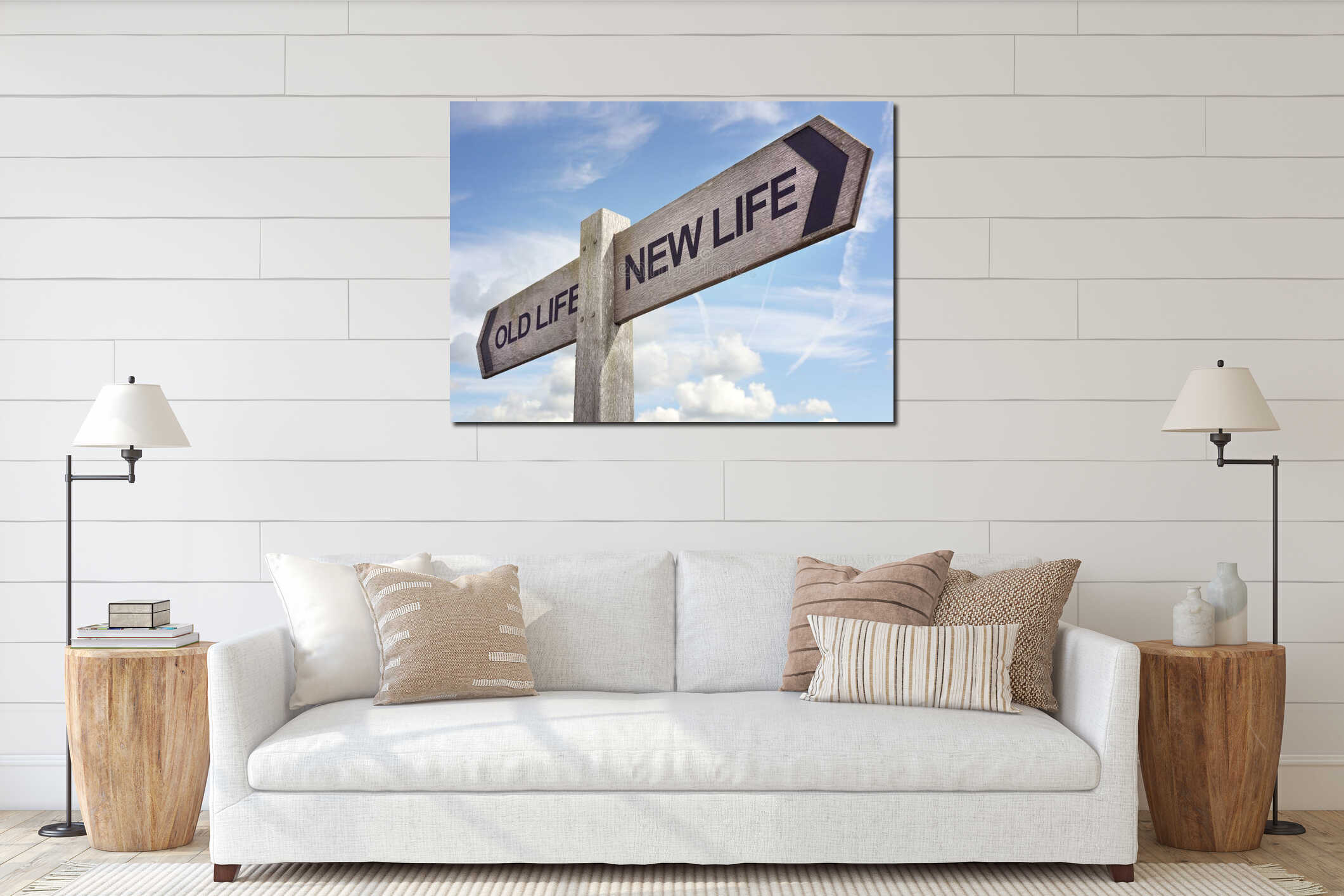 Canvas hanging interior mockup