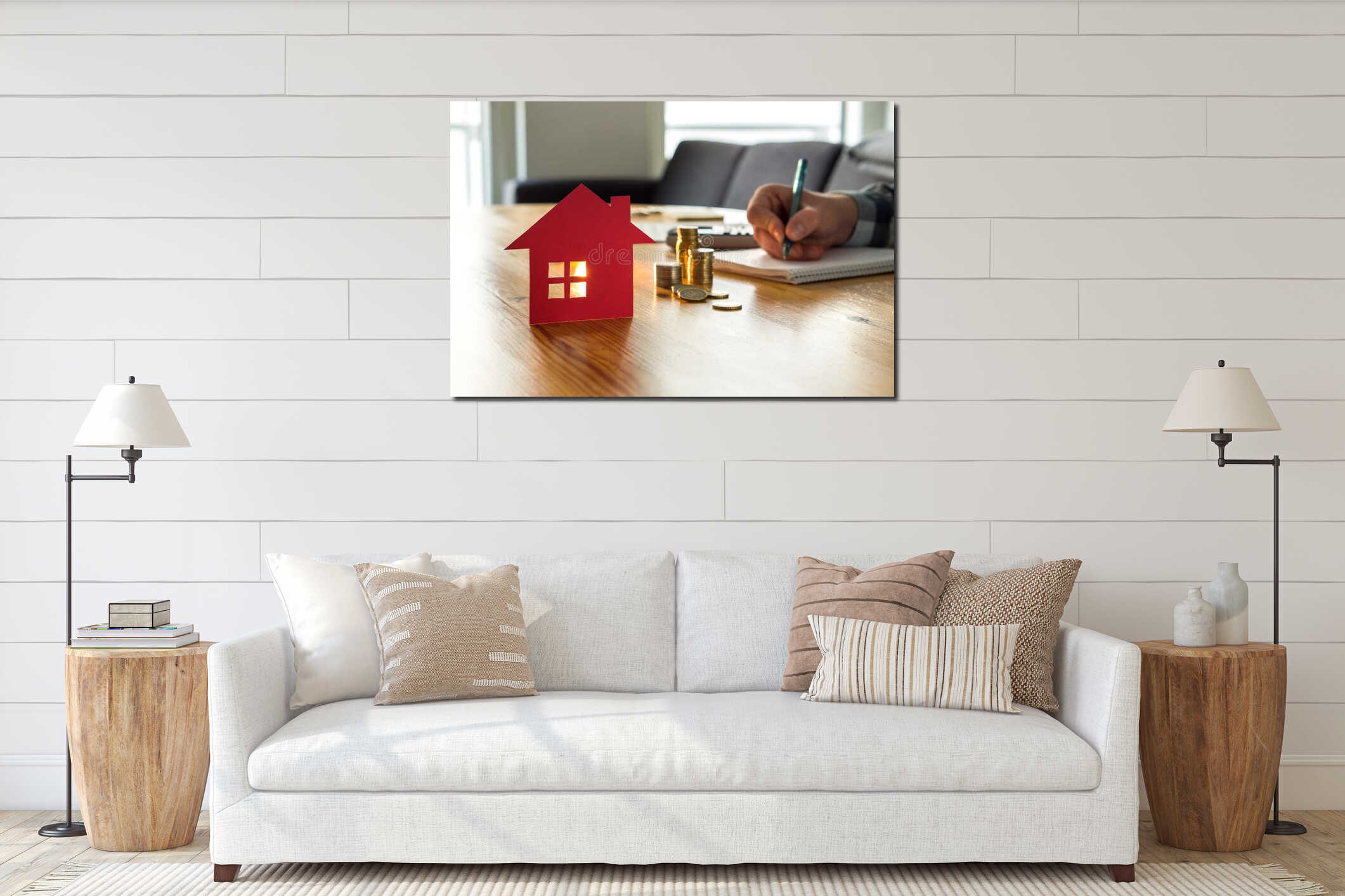 Canvas hanging interior mockup