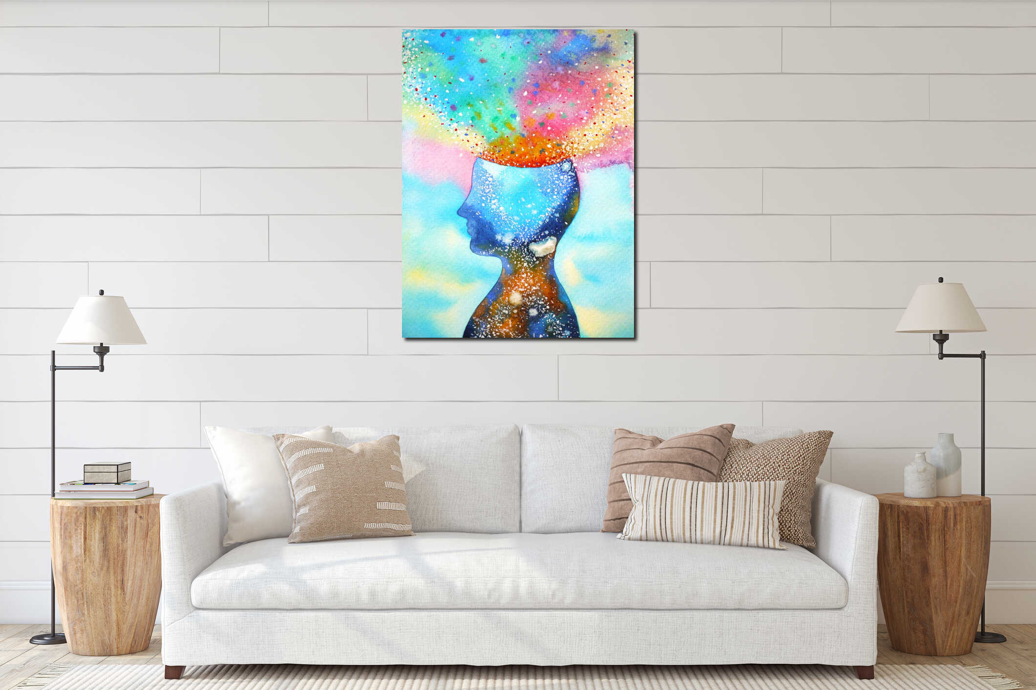 Canvas hanging interior mockup