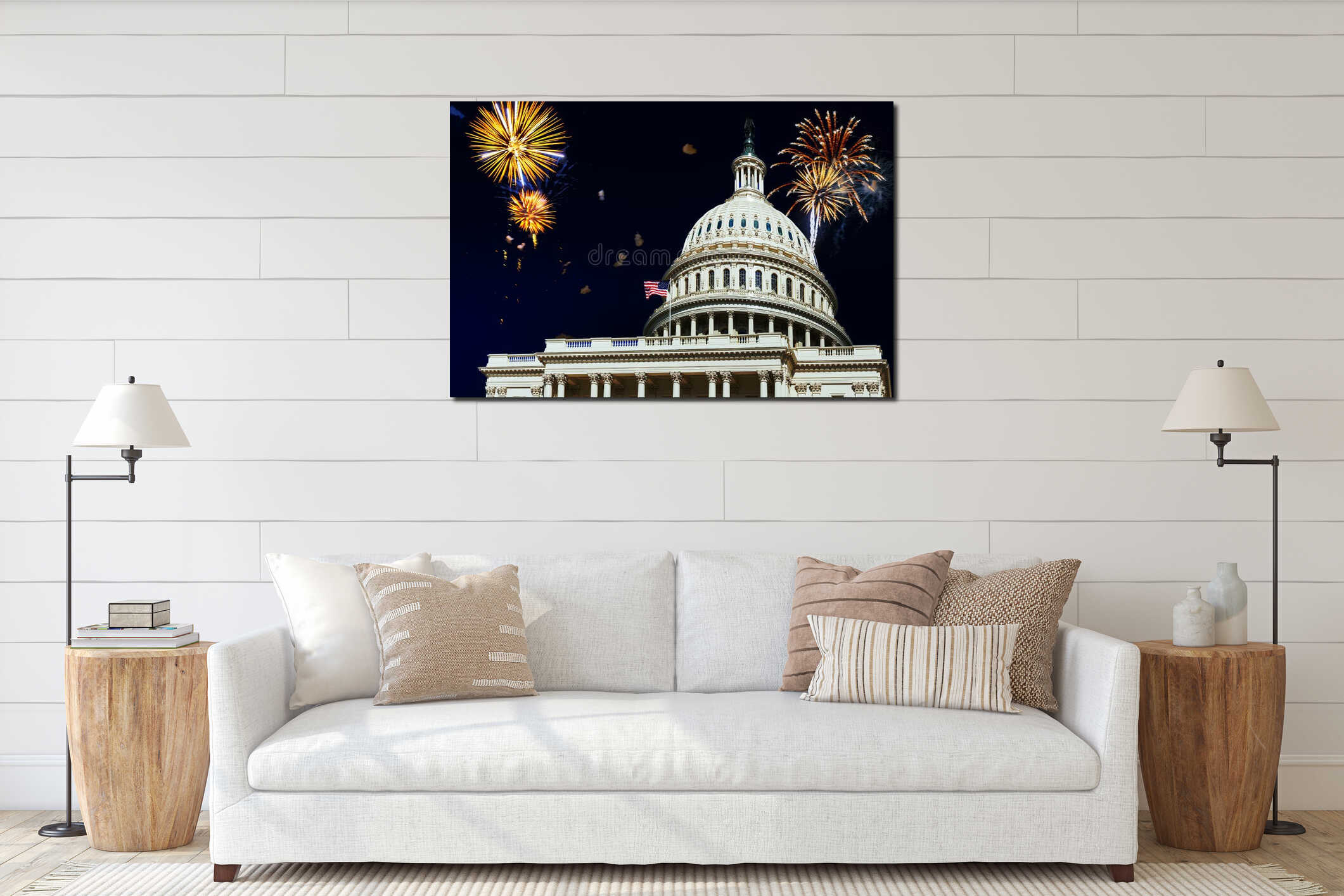 Canvas hanging interior mockup