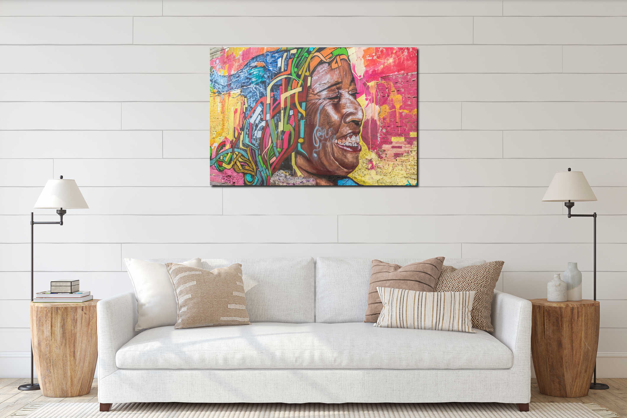 Canvas hanging interior mockup