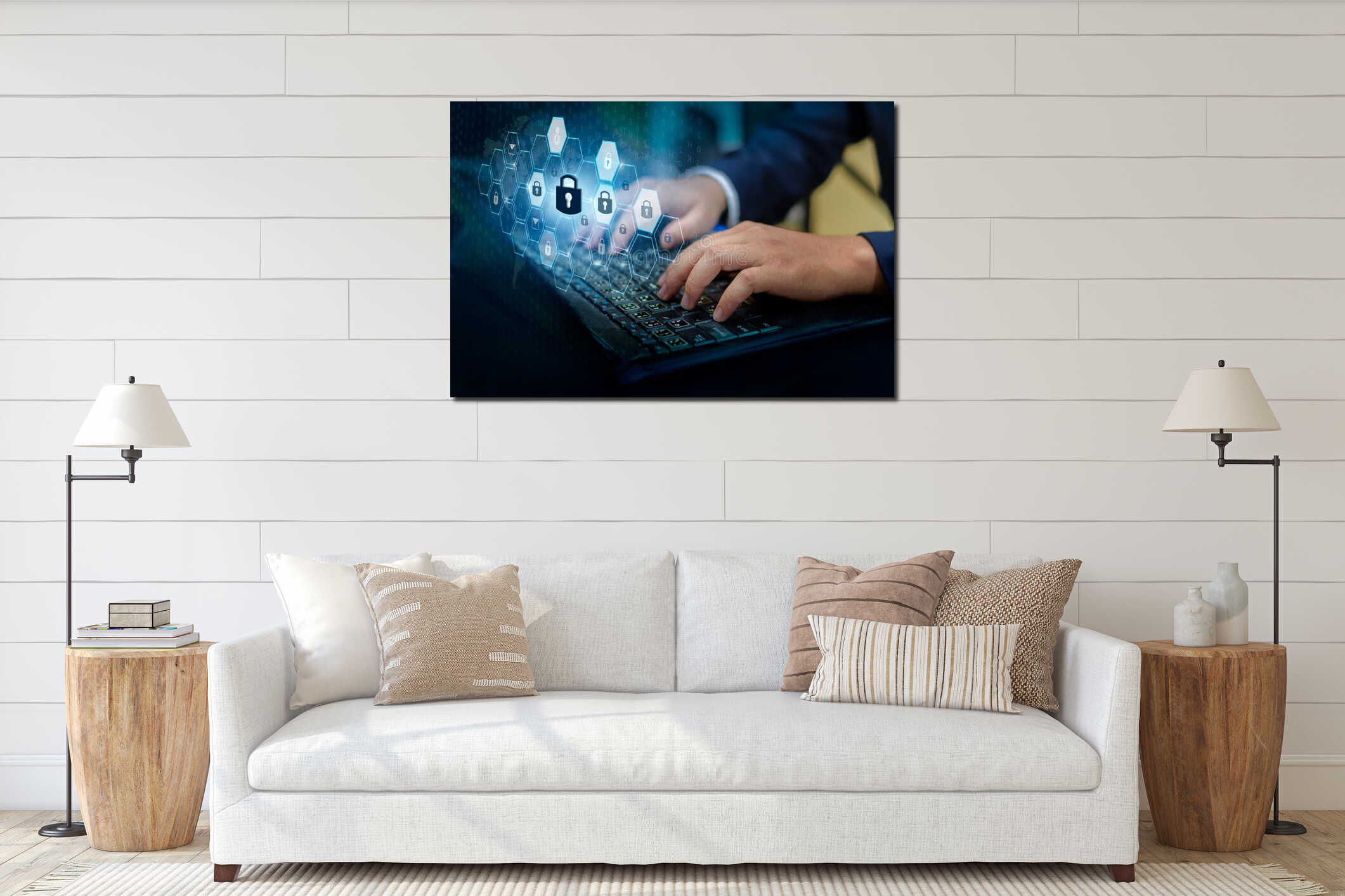 Canvas hanging interior mockup