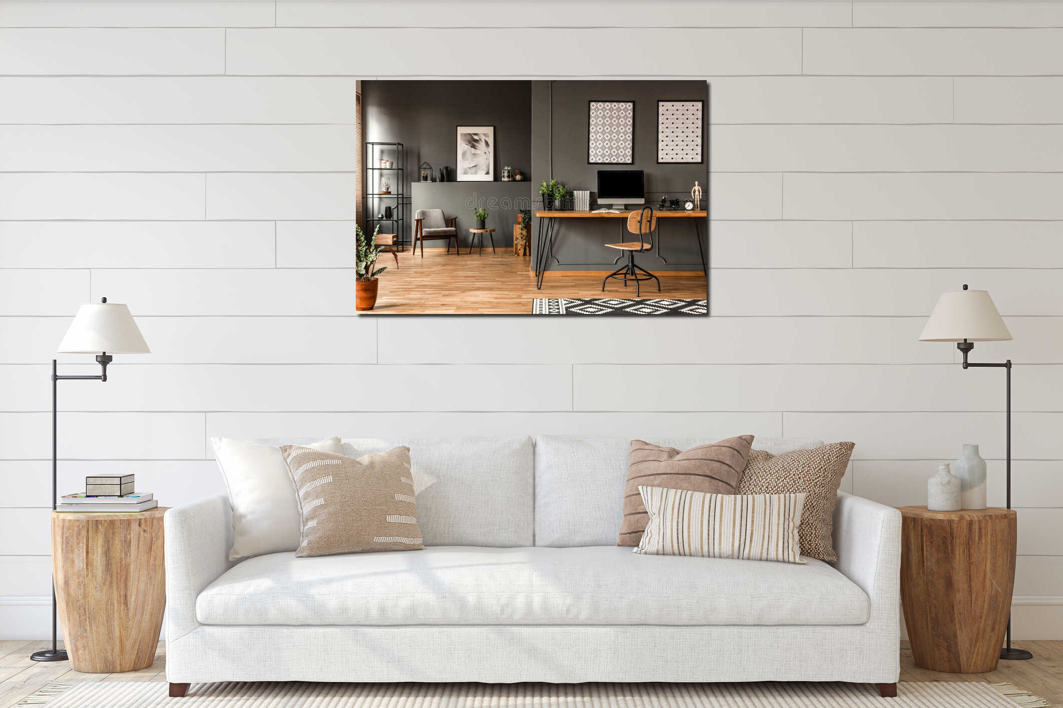 Canvas hanging interior mockup