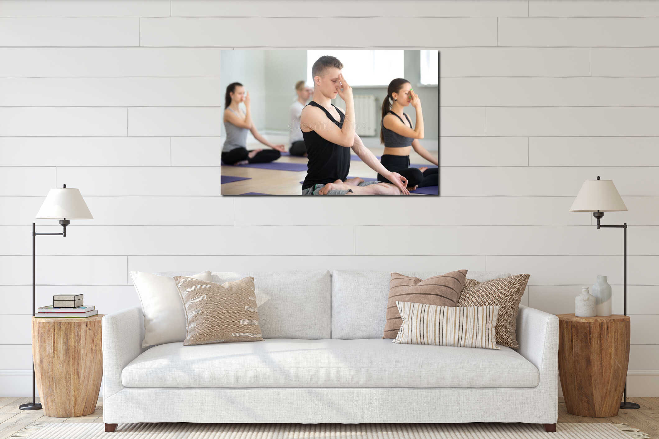 Canvas hanging interior mockup