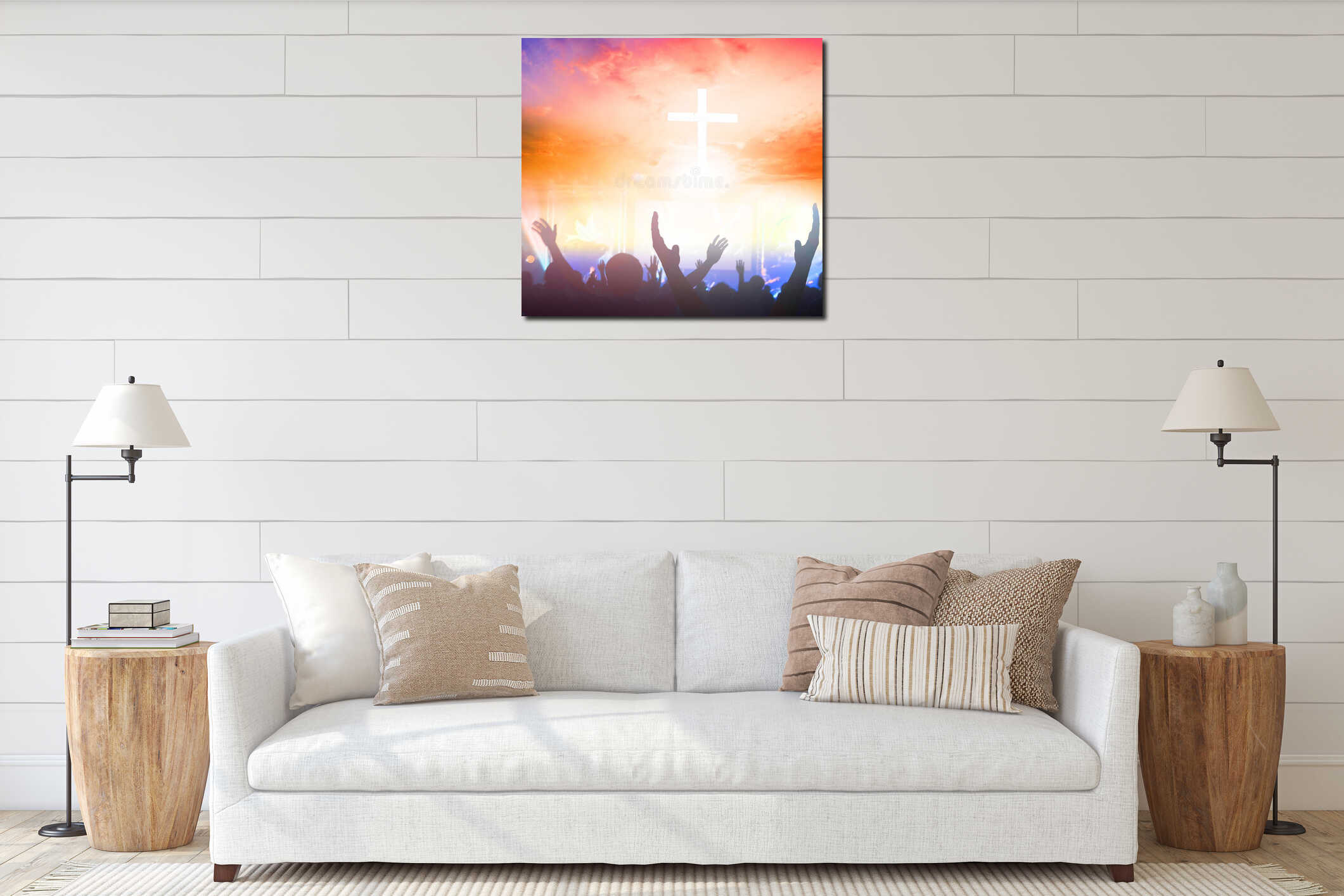 Canvas hanging interior mockup