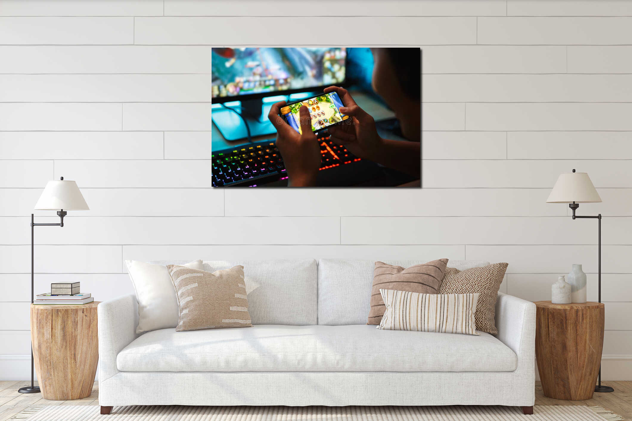 Canvas hanging interior mockup