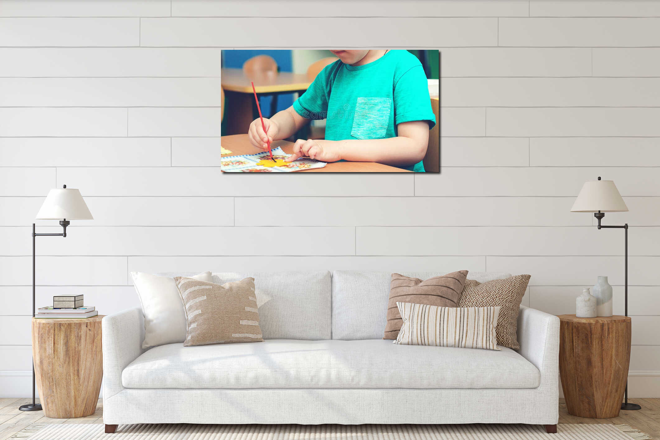 Canvas hanging interior mockup