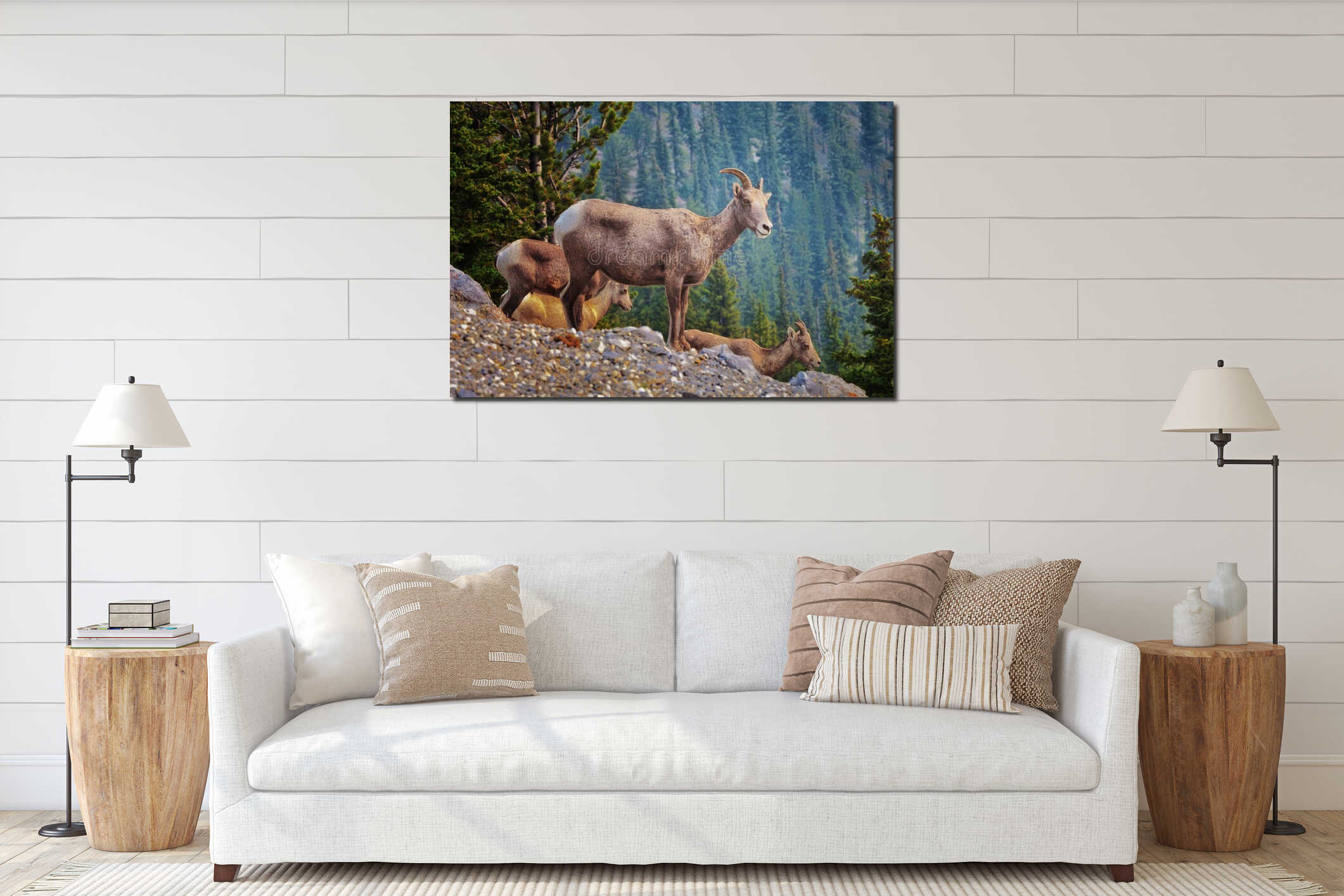 Canvas hanging interior mockup