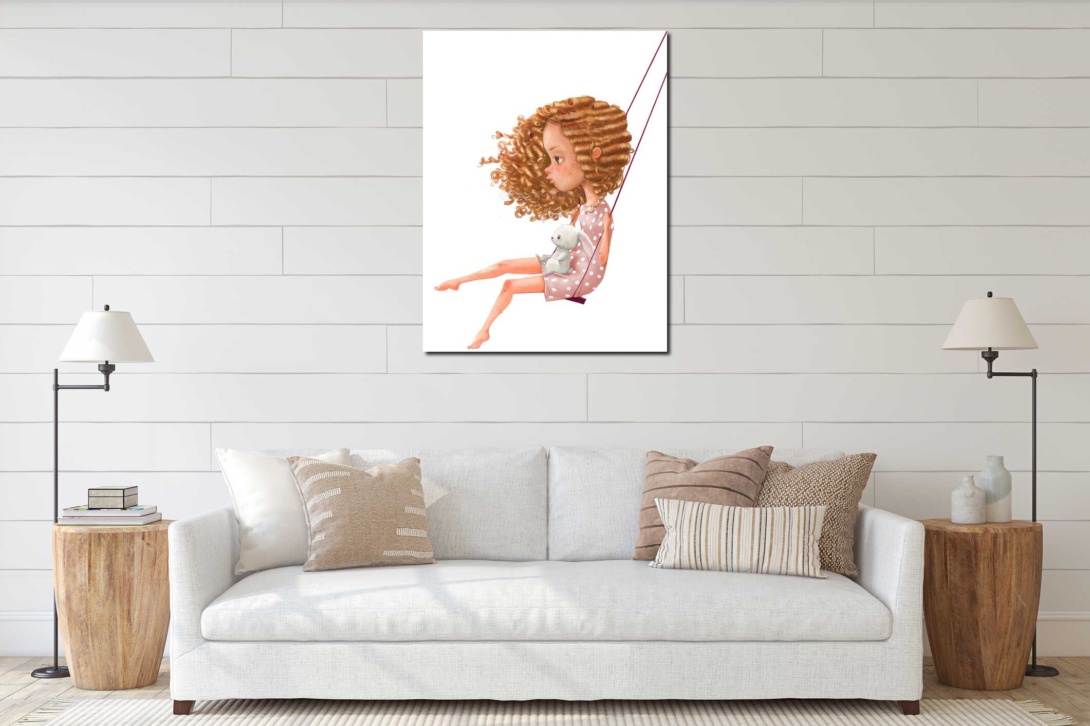 Canvas hanging interior mockup