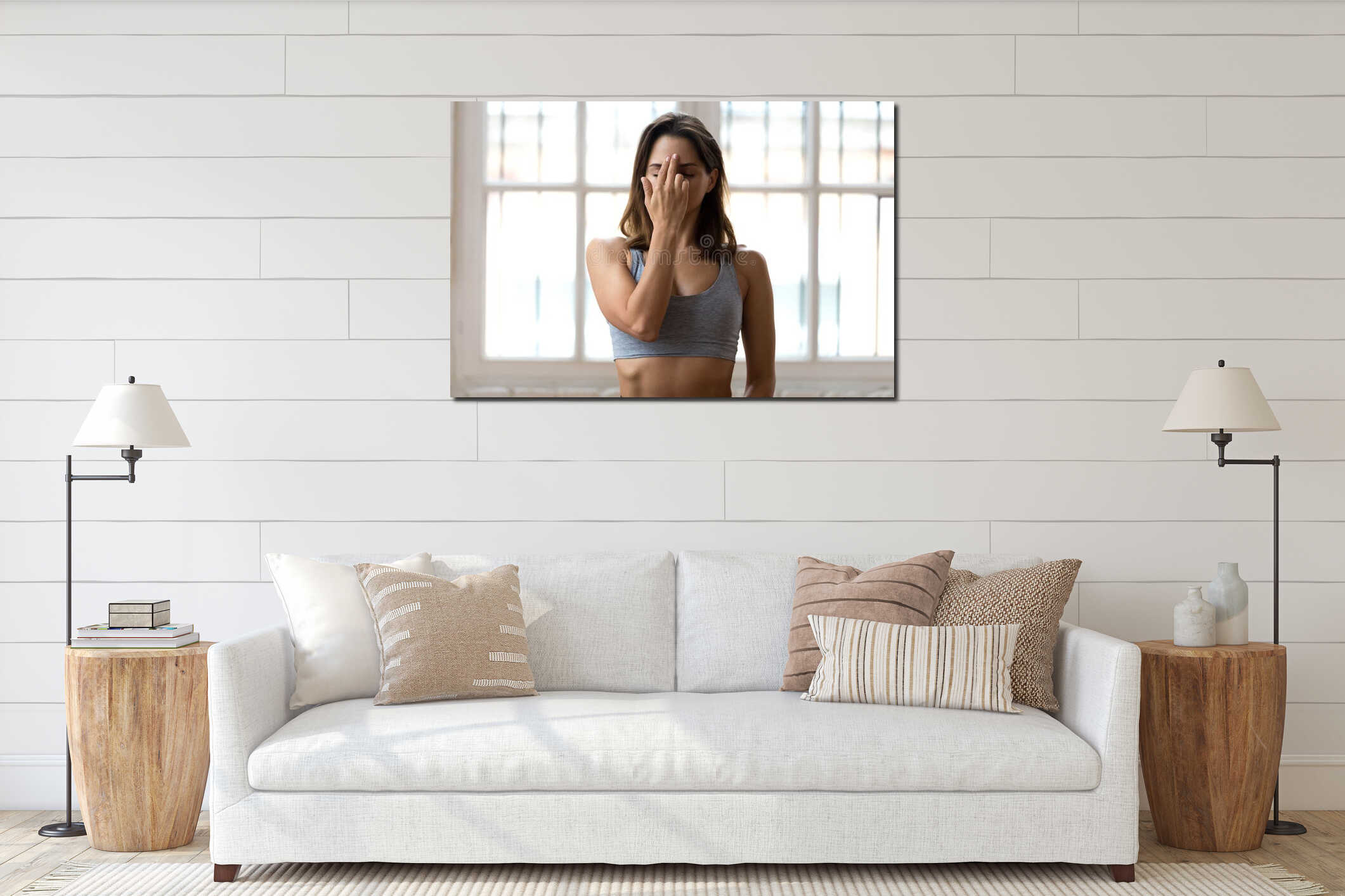 Canvas hanging interior mockup