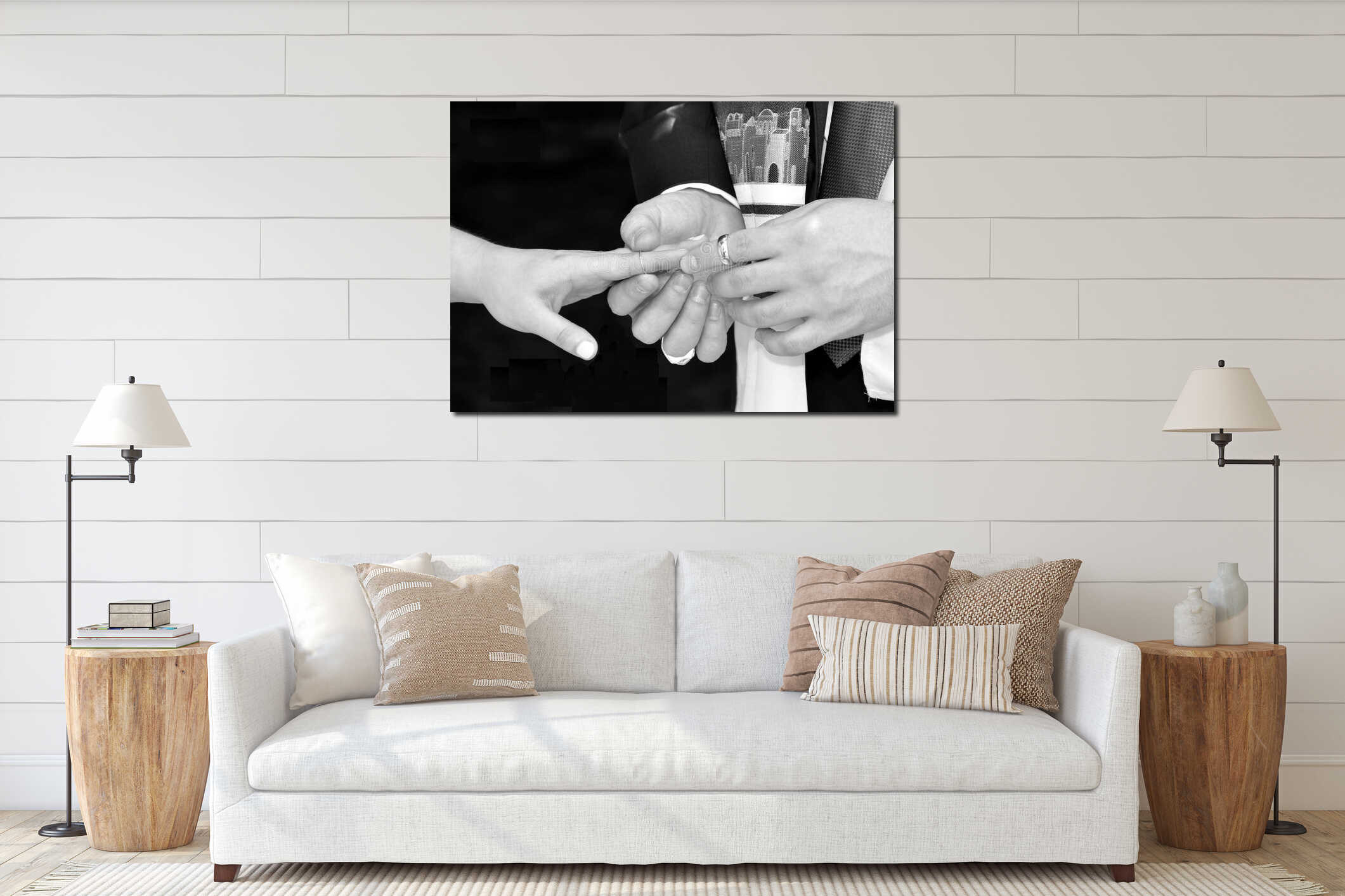 Canvas hanging interior mockup