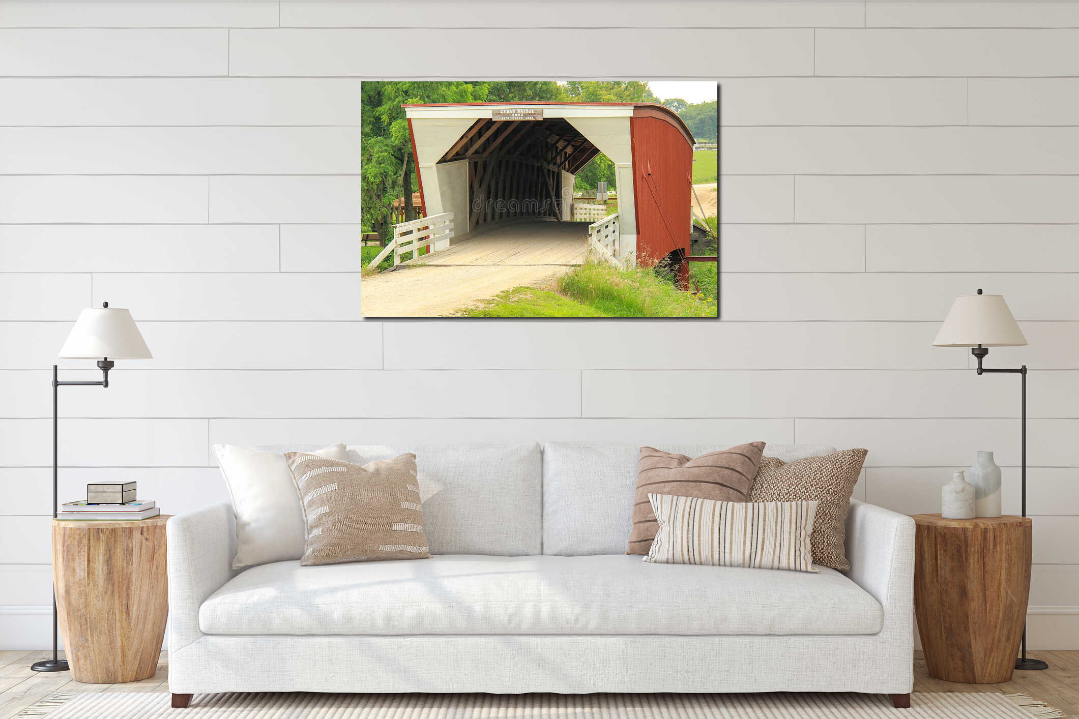 Canvas hanging interior mockup