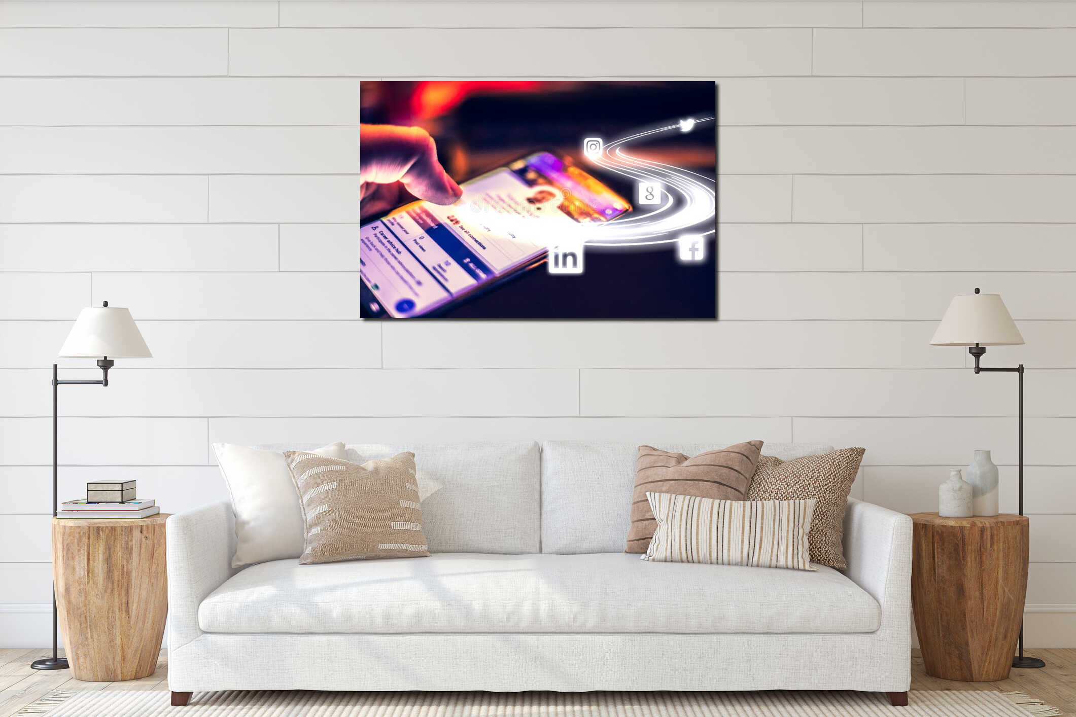 Canvas hanging interior mockup