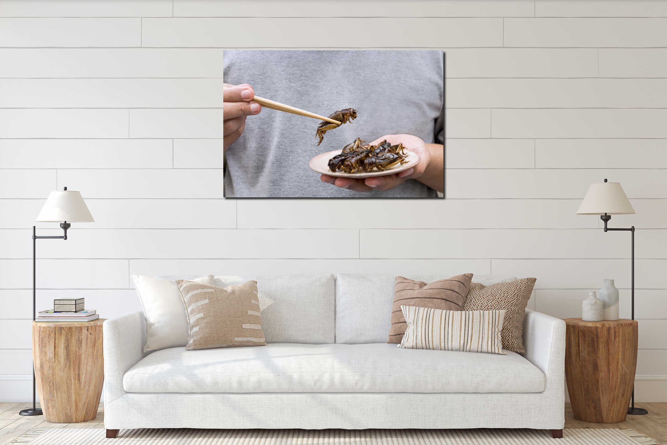 Canvas hanging interior mockup