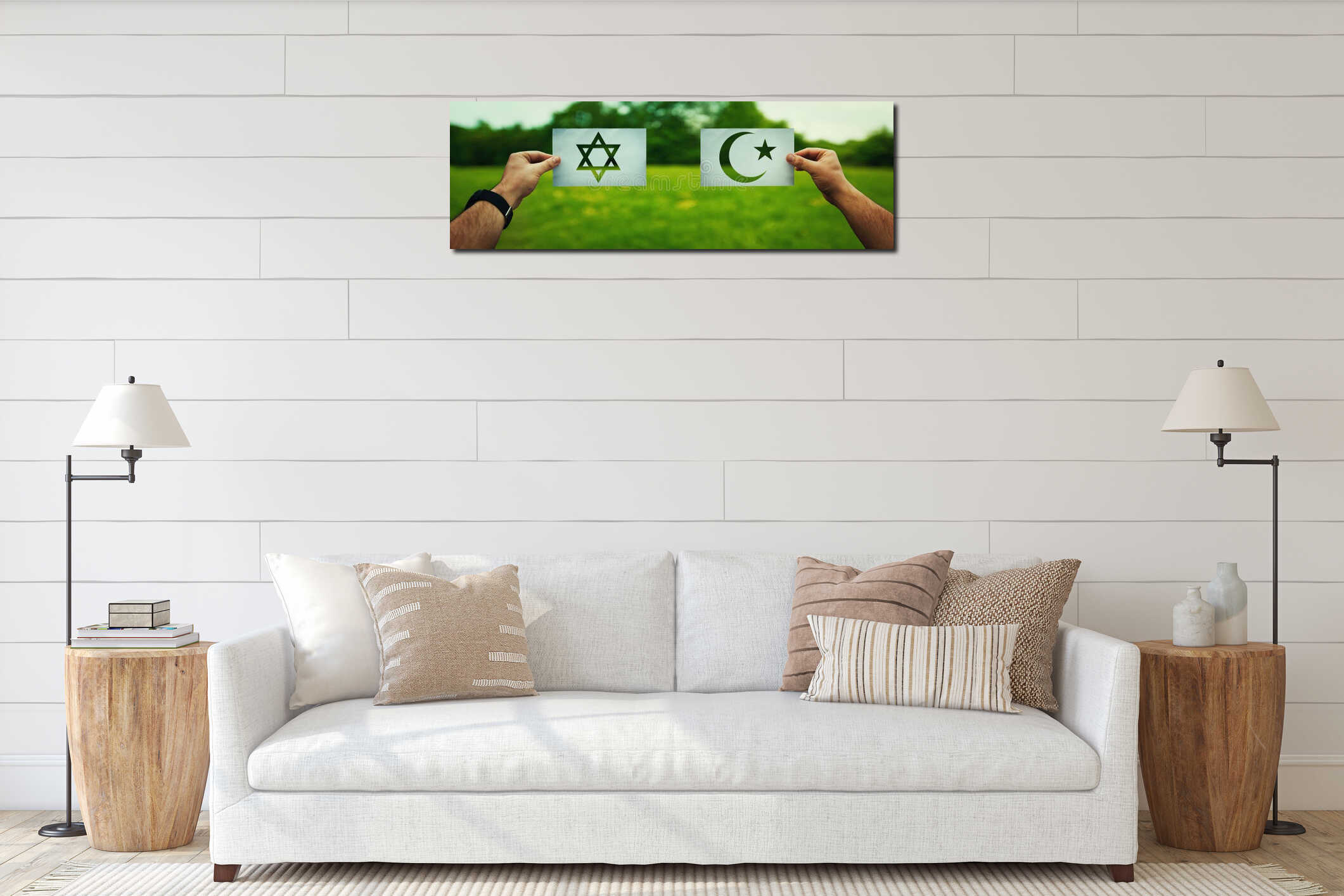 Canvas hanging interior mockup