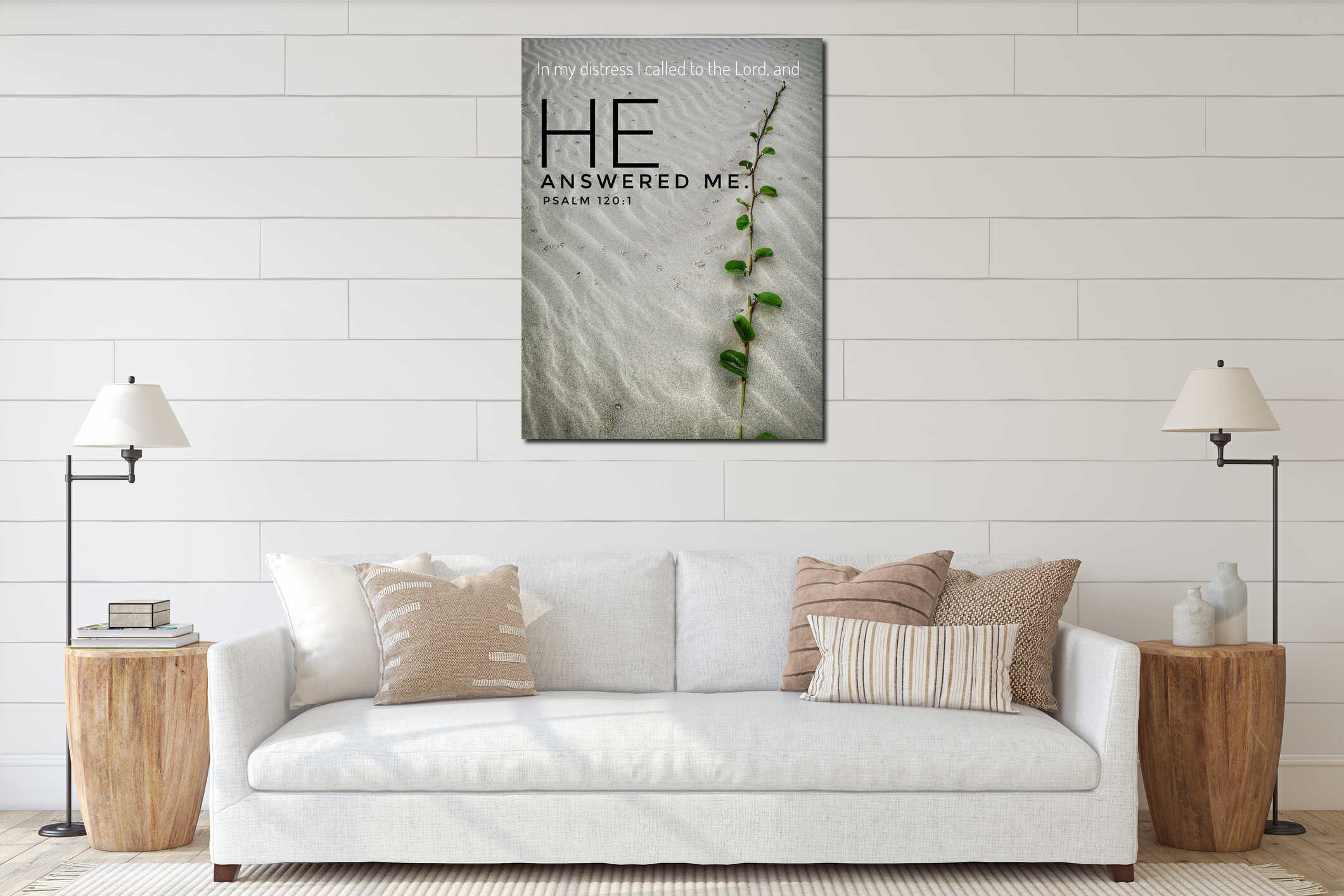 Canvas hanging interior mockup