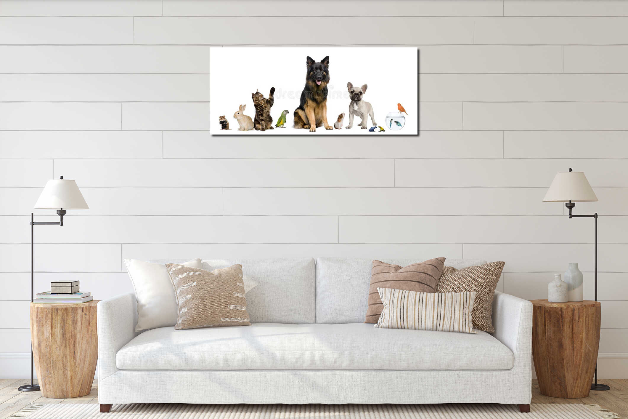 Canvas hanging interior mockup