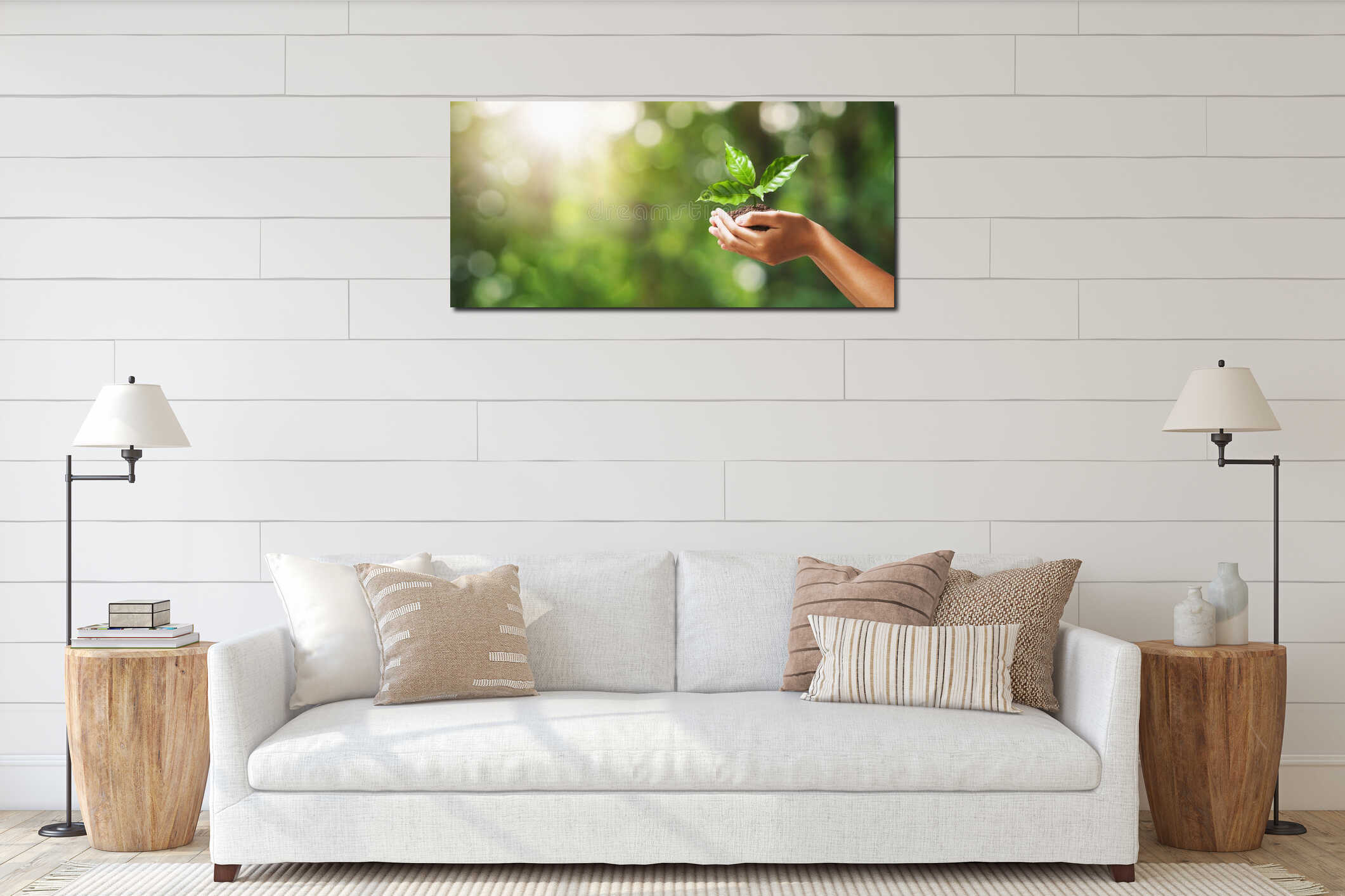 Canvas hanging interior mockup