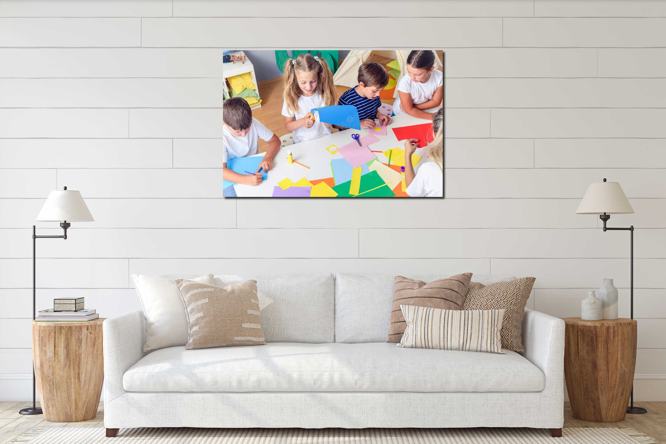 Canvas hanging interior mockup