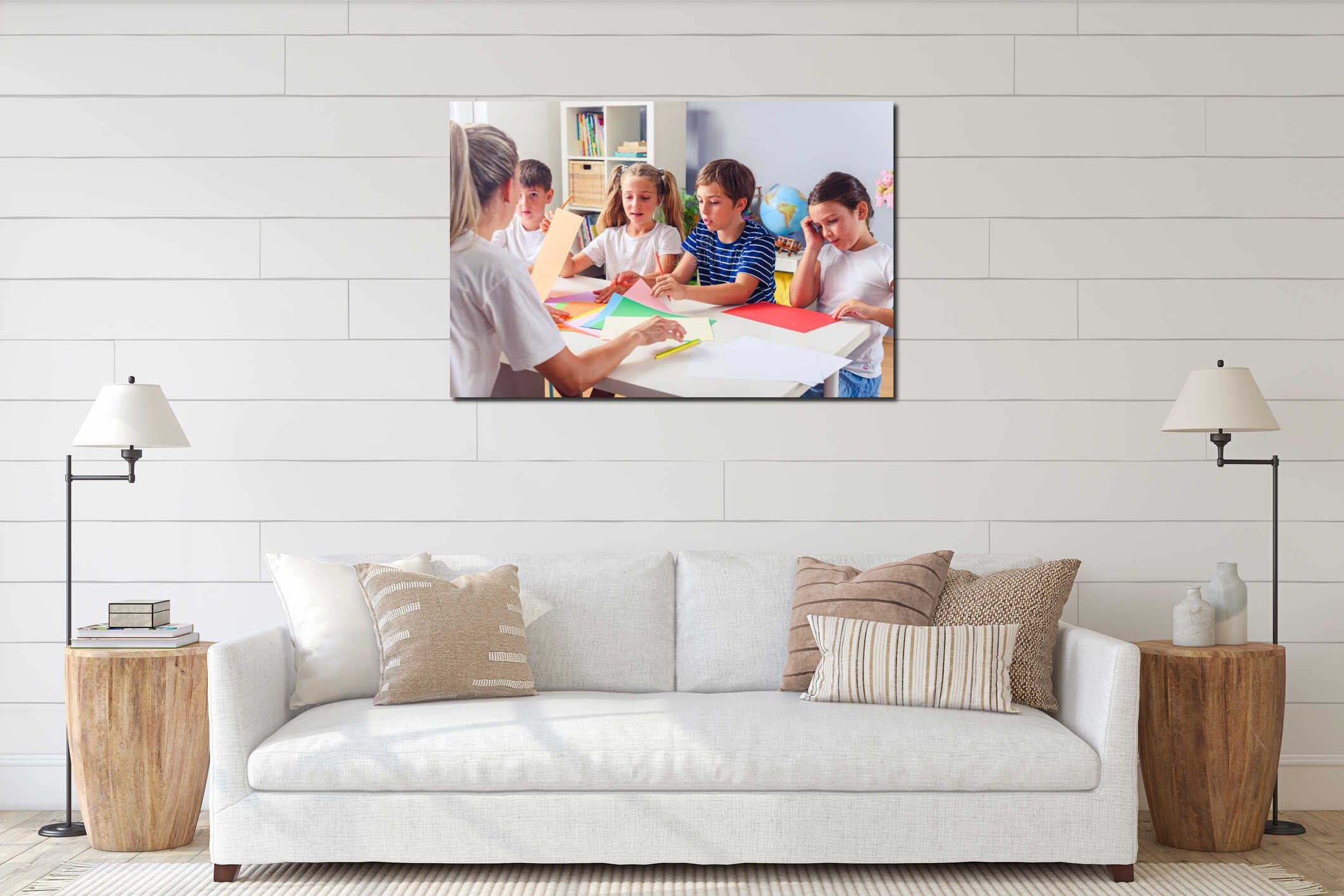 Canvas hanging interior mockup
