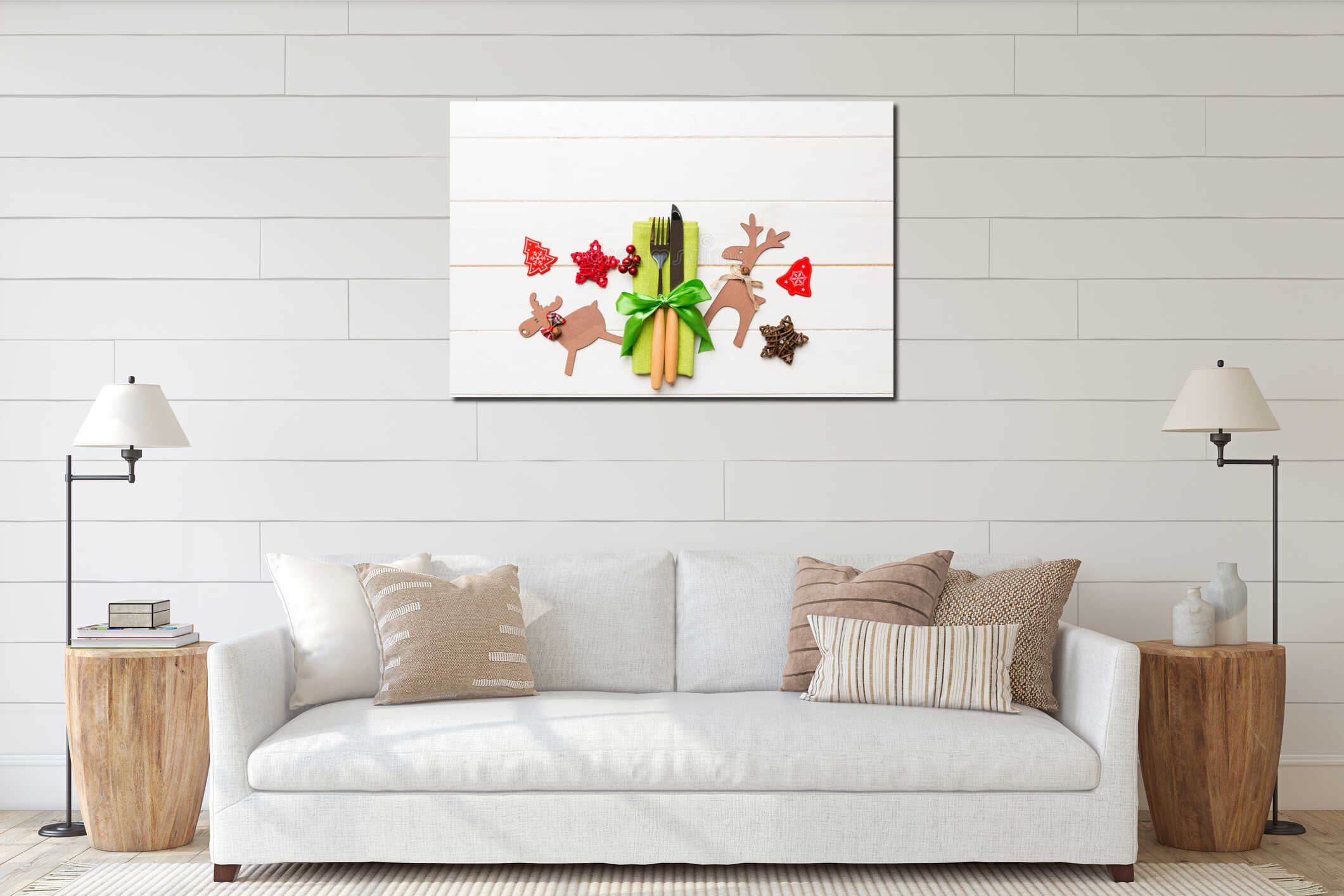 Canvas hanging interior mockup