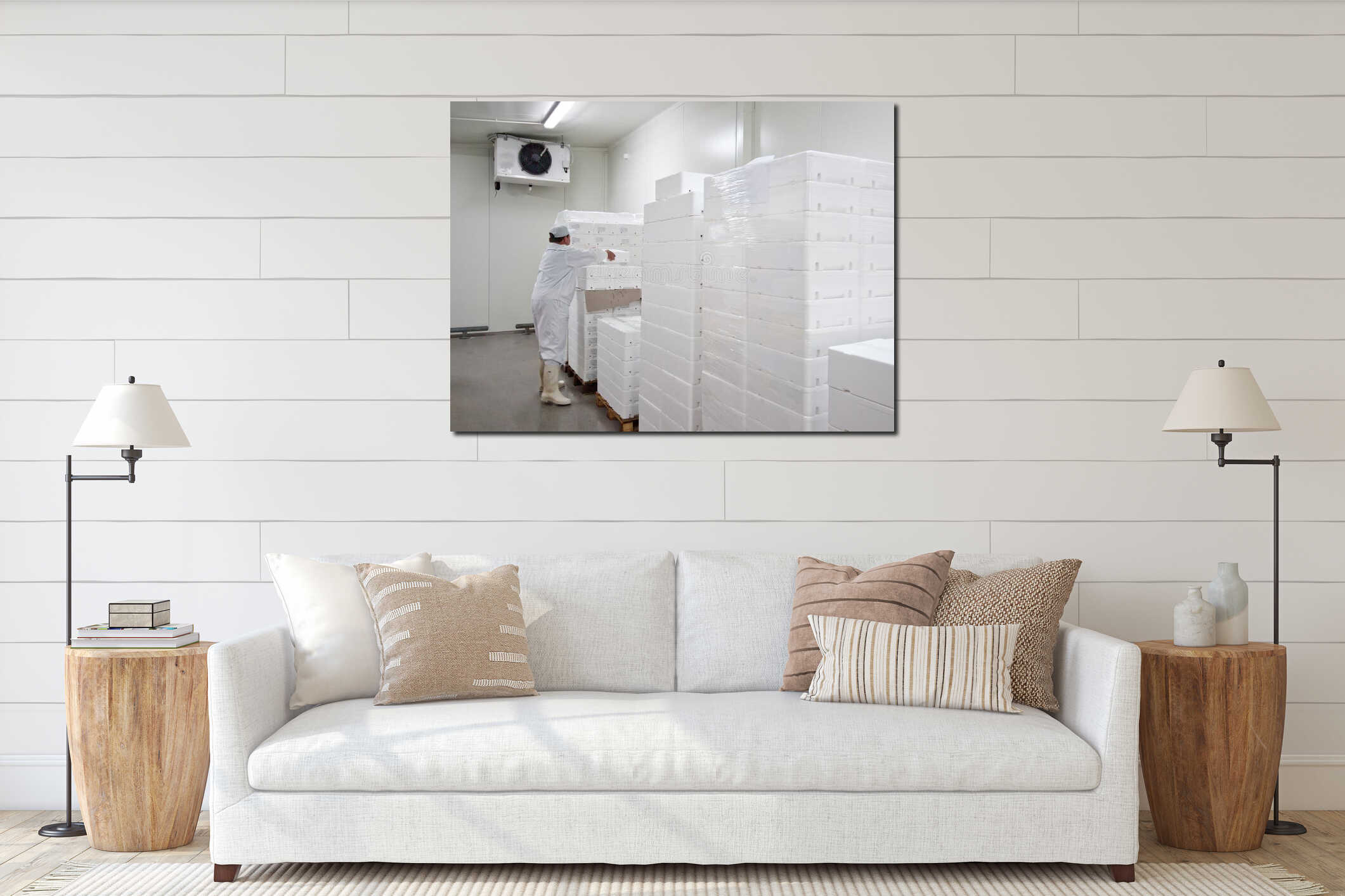 Canvas hanging interior mockup