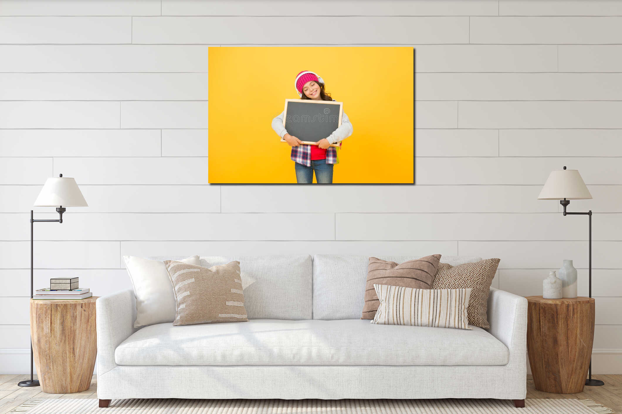 Canvas hanging interior mockup
