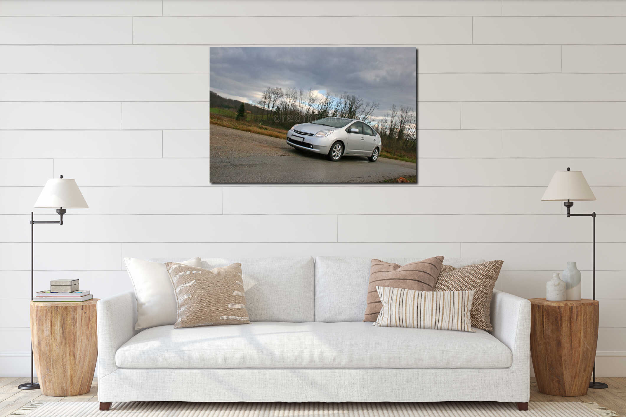 Canvas hanging interior mockup