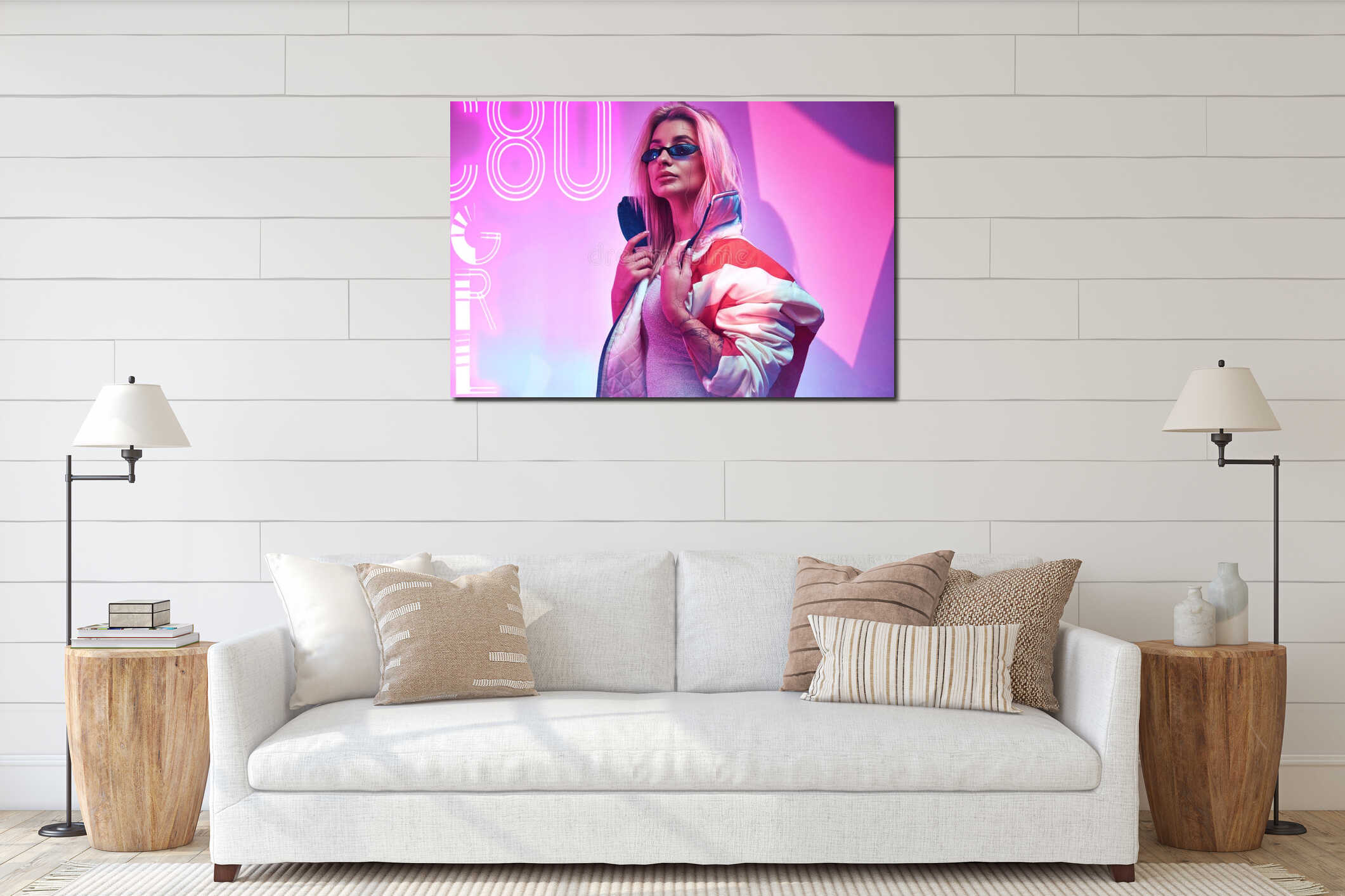 Canvas hanging interior mockup