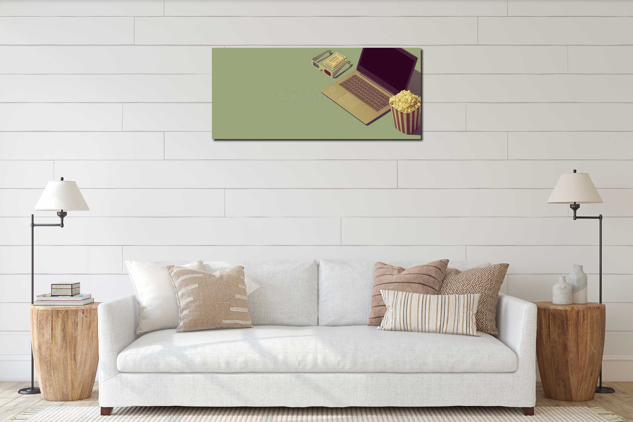 Canvas hanging interior mockup