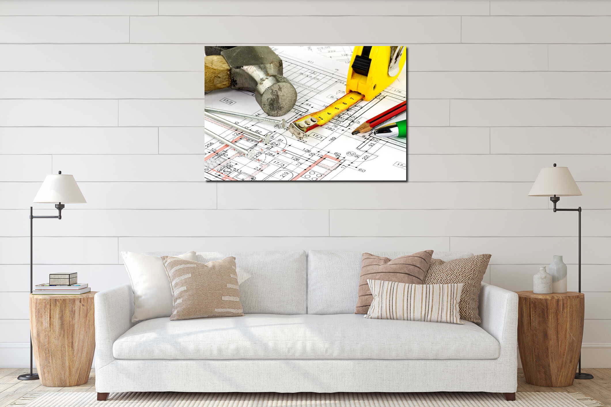 Canvas hanging interior mockup
