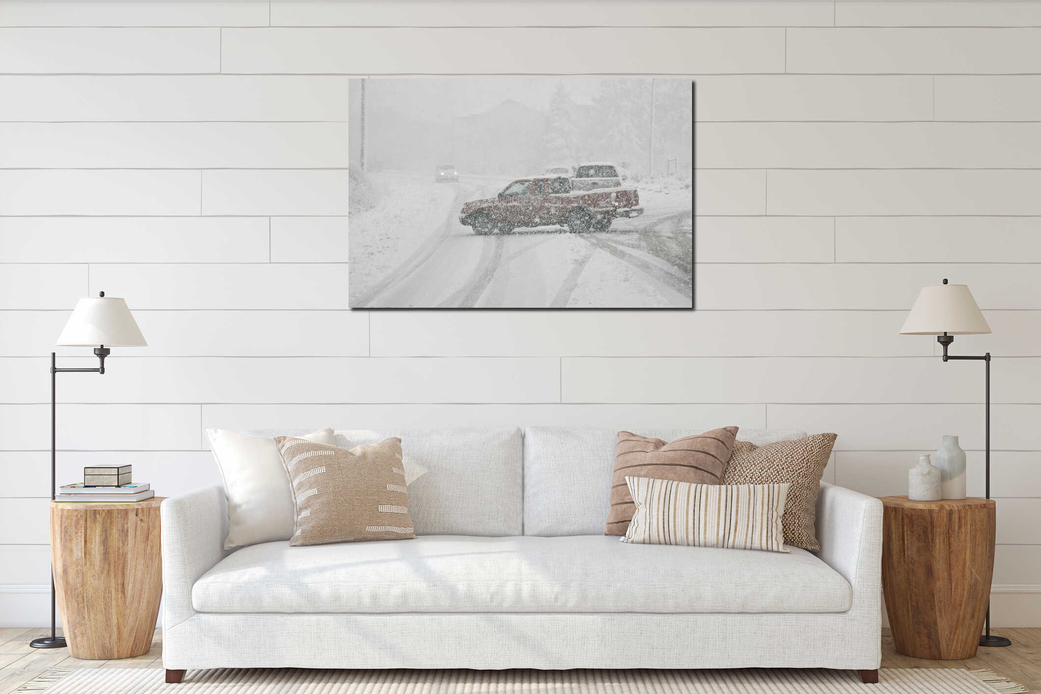 Canvas hanging interior mockup