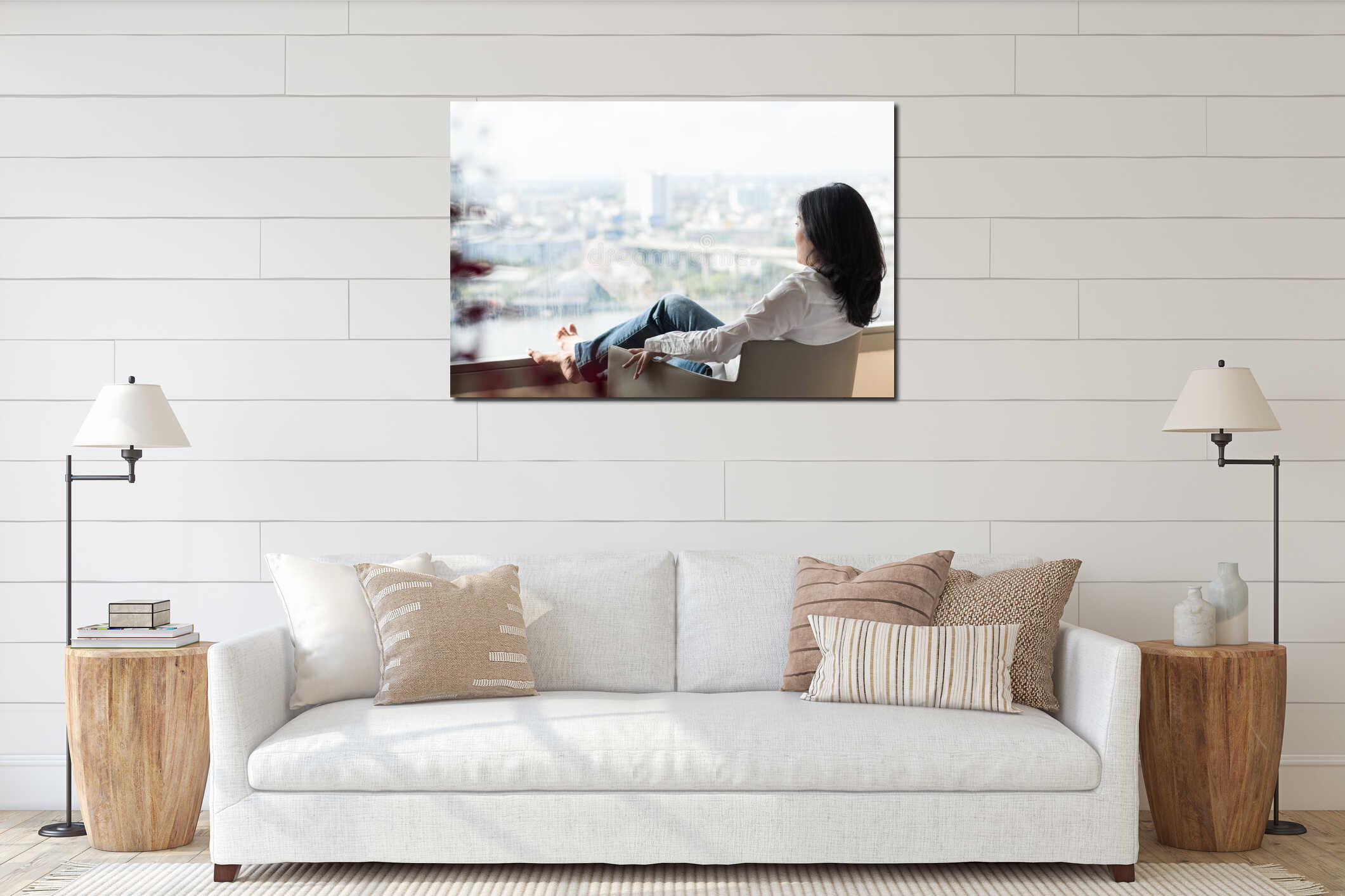 Canvas hanging interior mockup