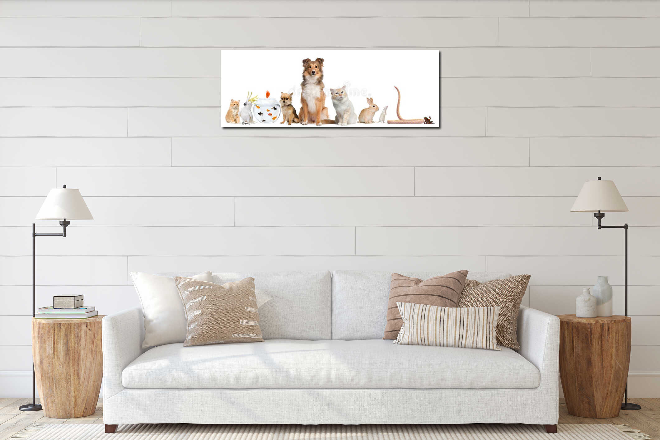 Canvas hanging interior mockup