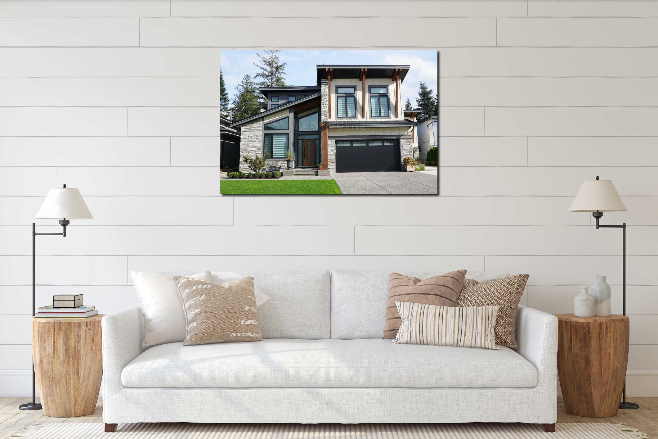 Canvas hanging interior mockup