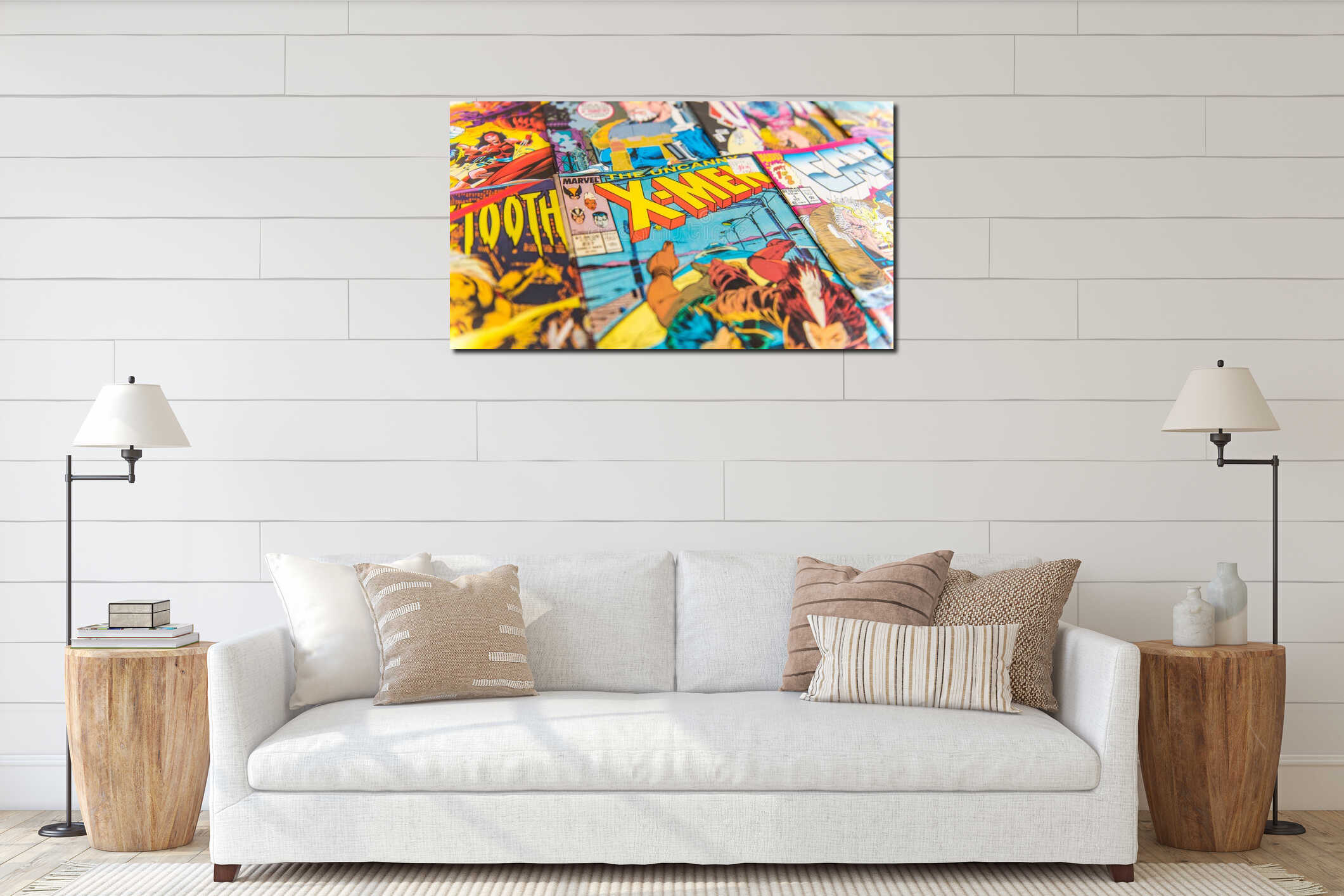 Canvas hanging interior mockup