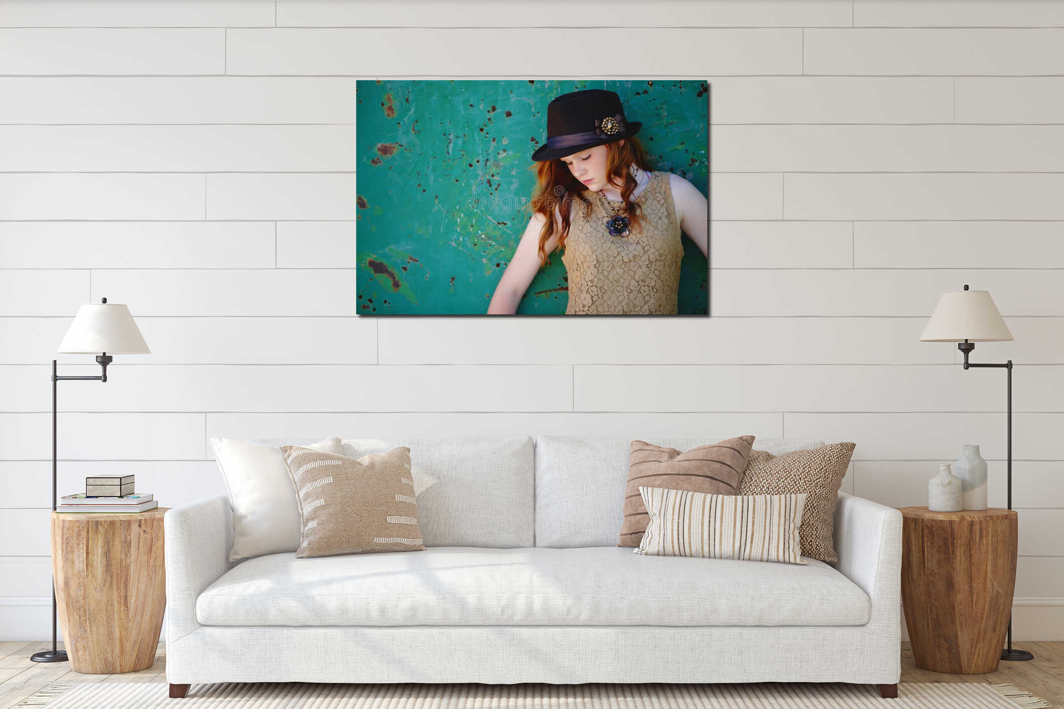 Canvas hanging interior mockup