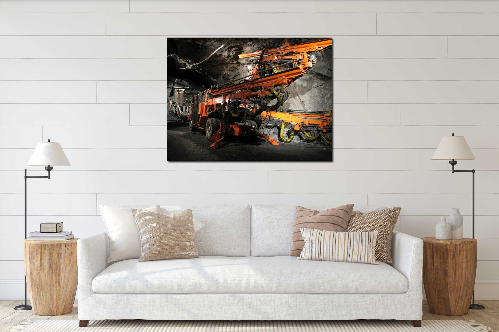 Canvas hanging interior mockup