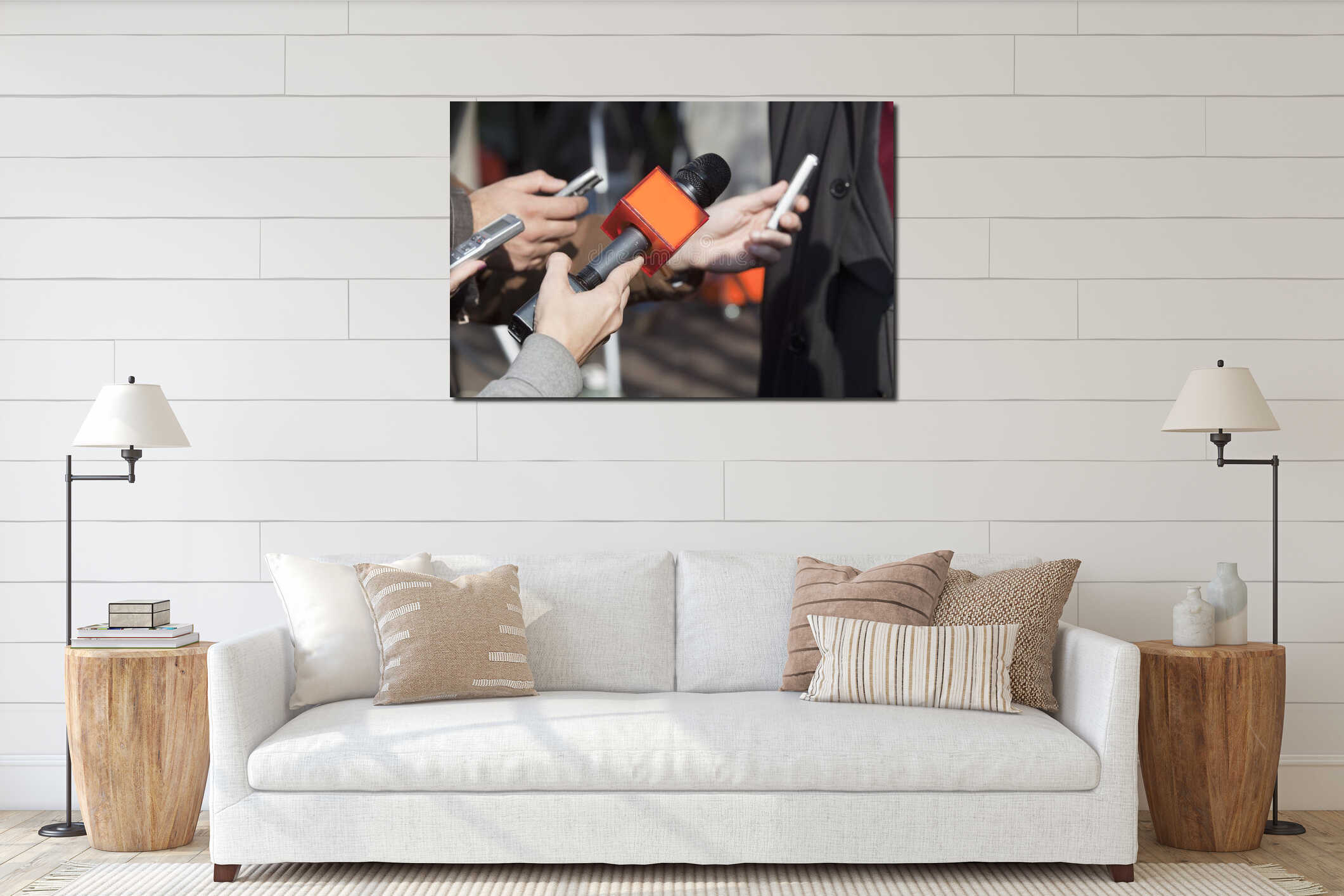 Canvas hanging interior mockup
