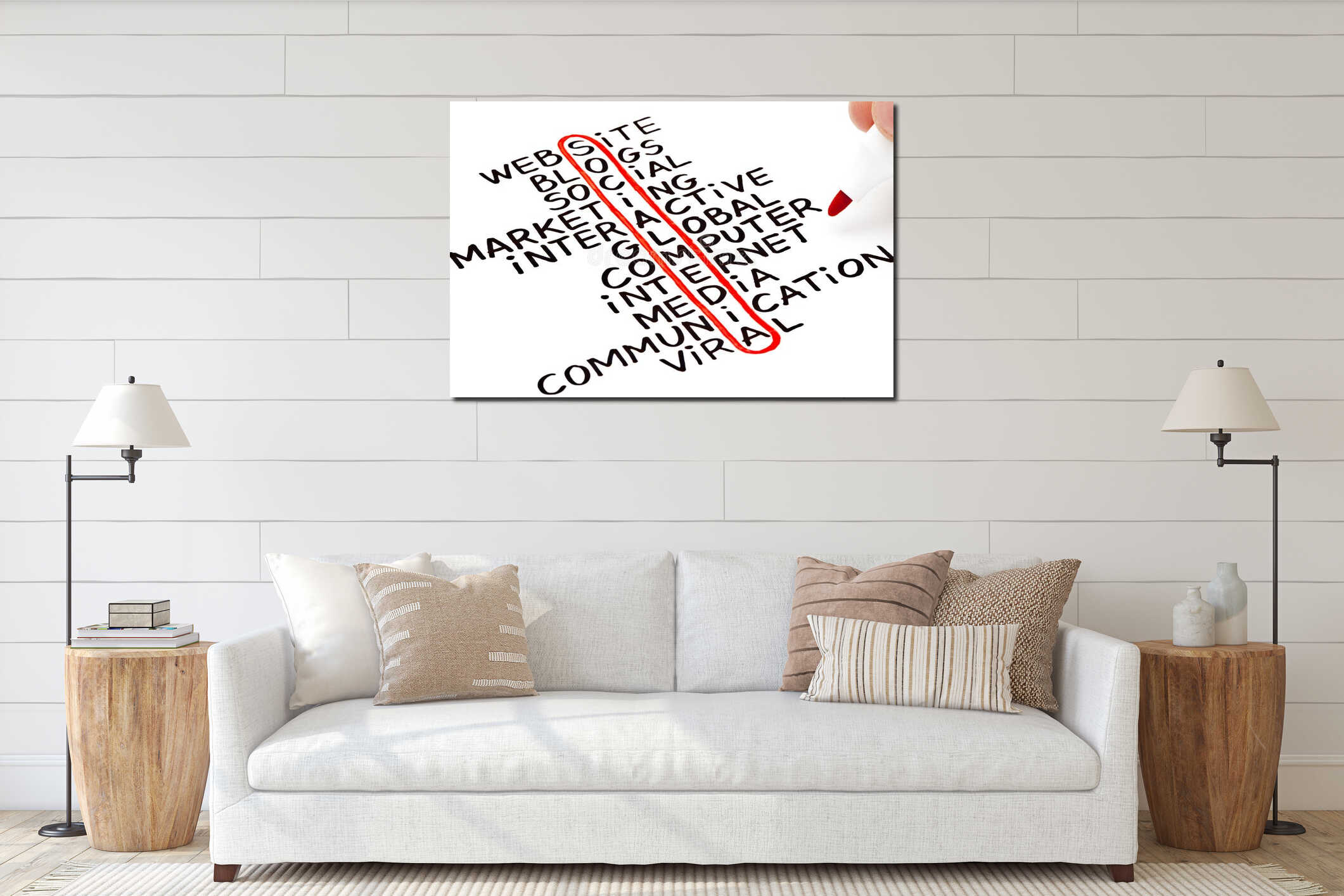 Canvas hanging interior mockup