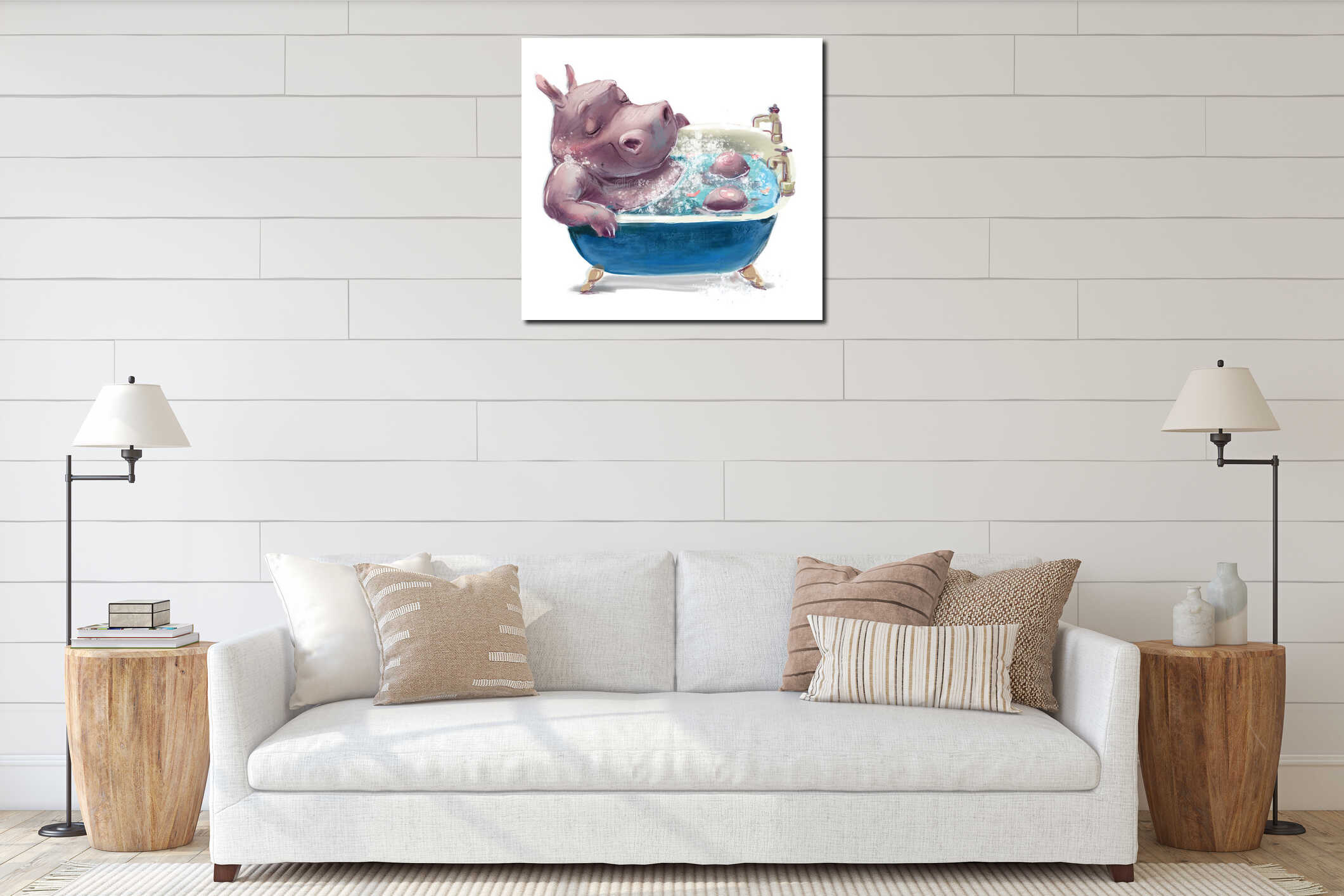 Canvas hanging interior mockup