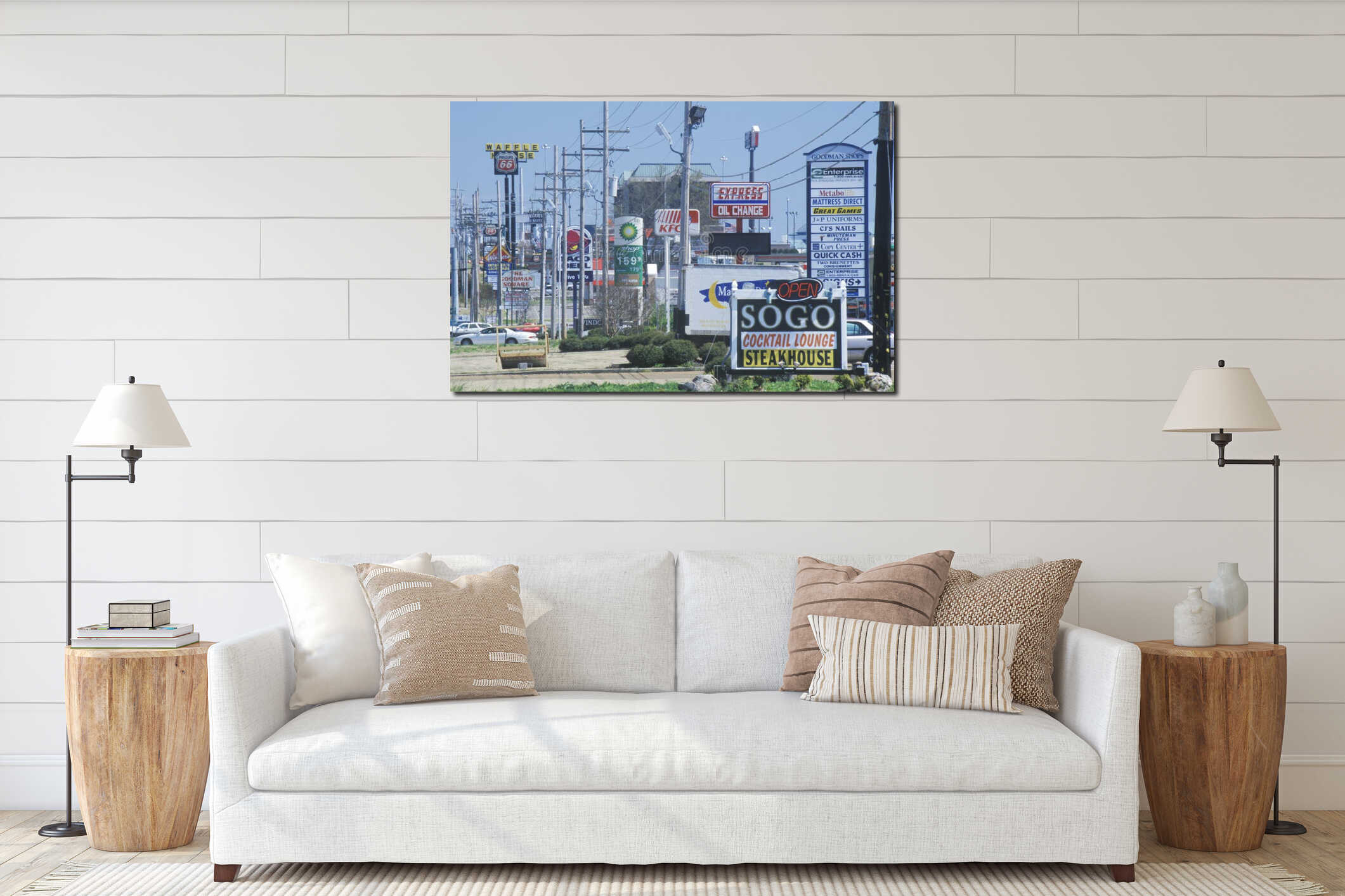 Canvas hanging interior mockup