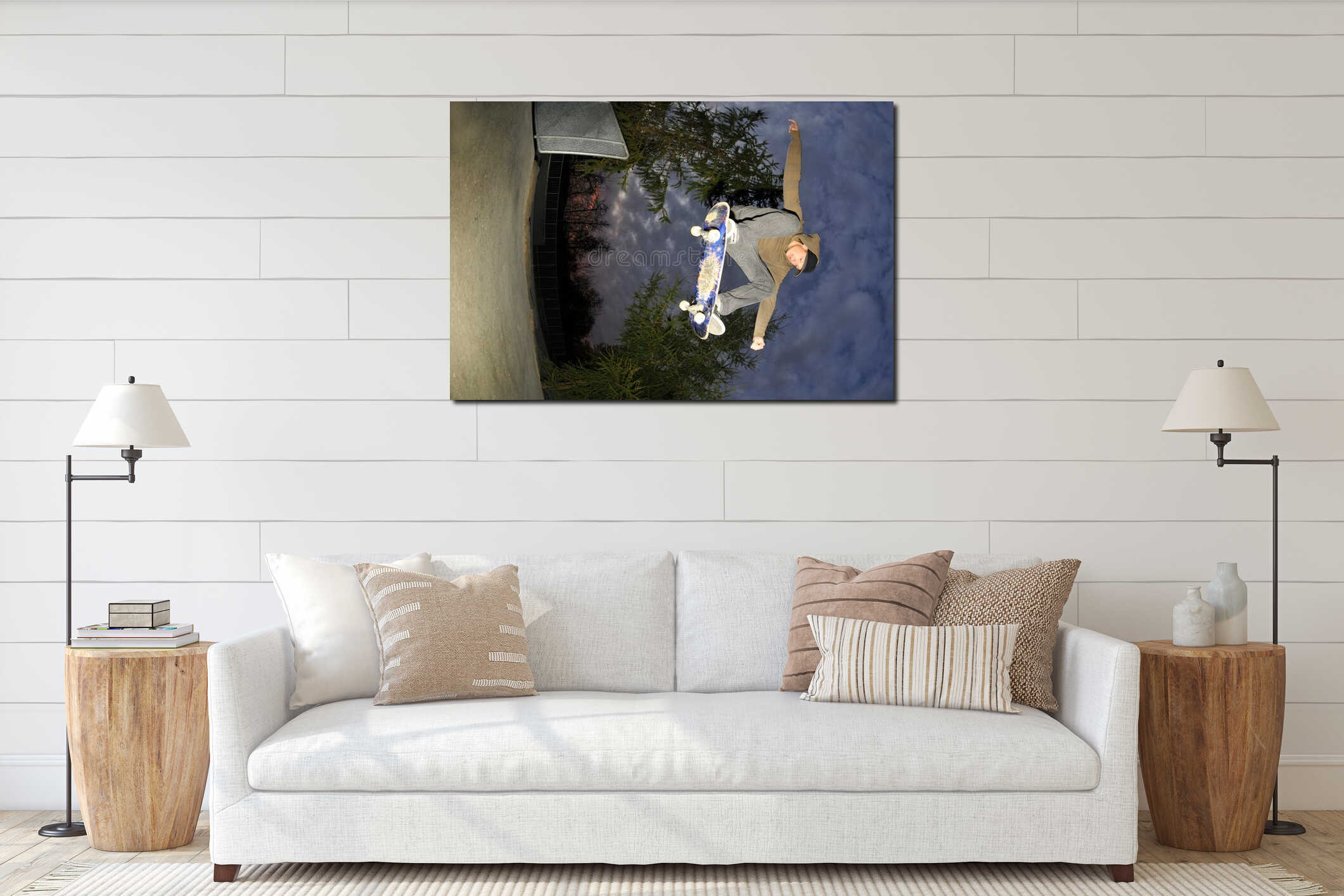 Canvas hanging interior mockup