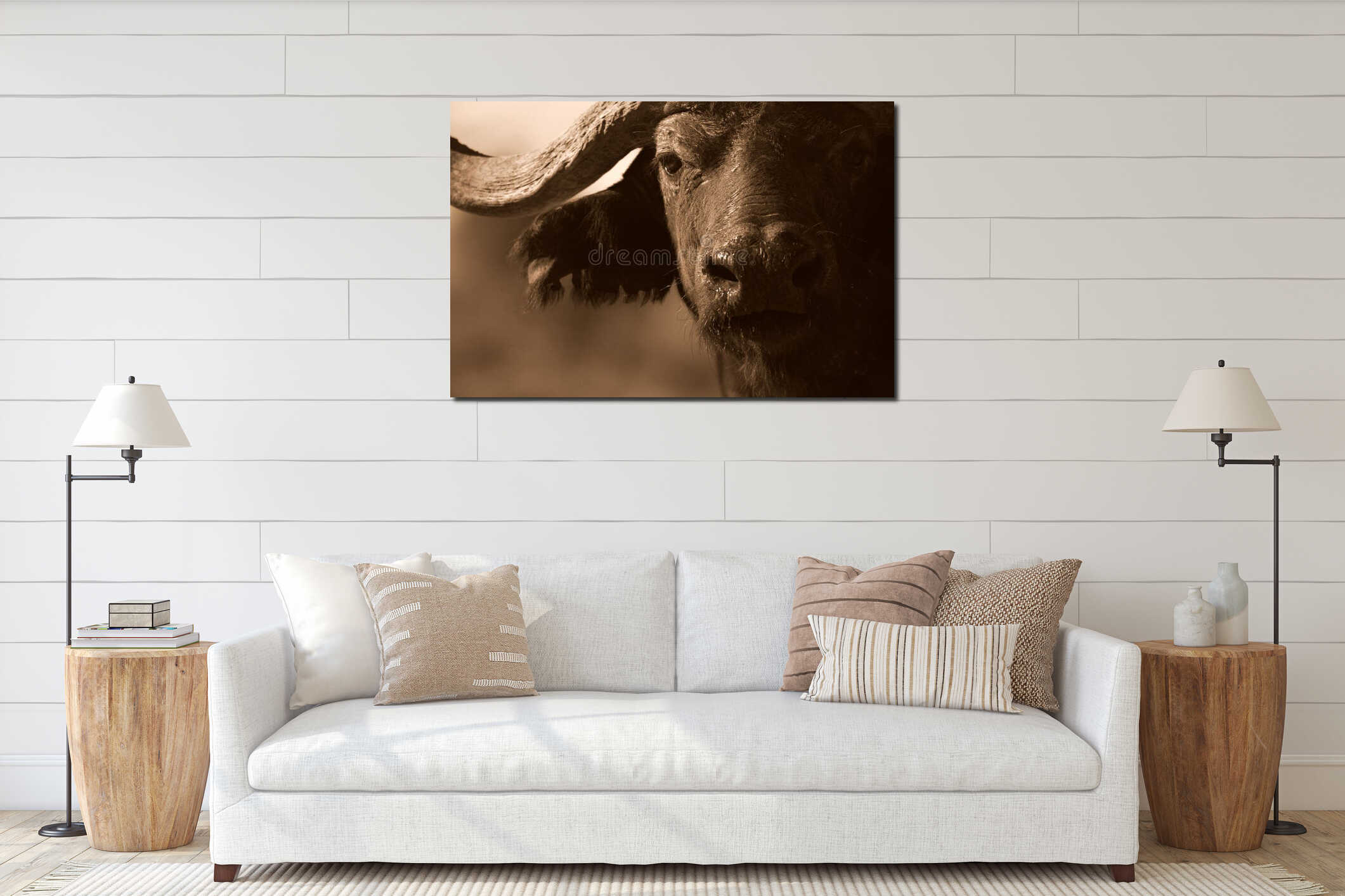 Canvas hanging interior mockup