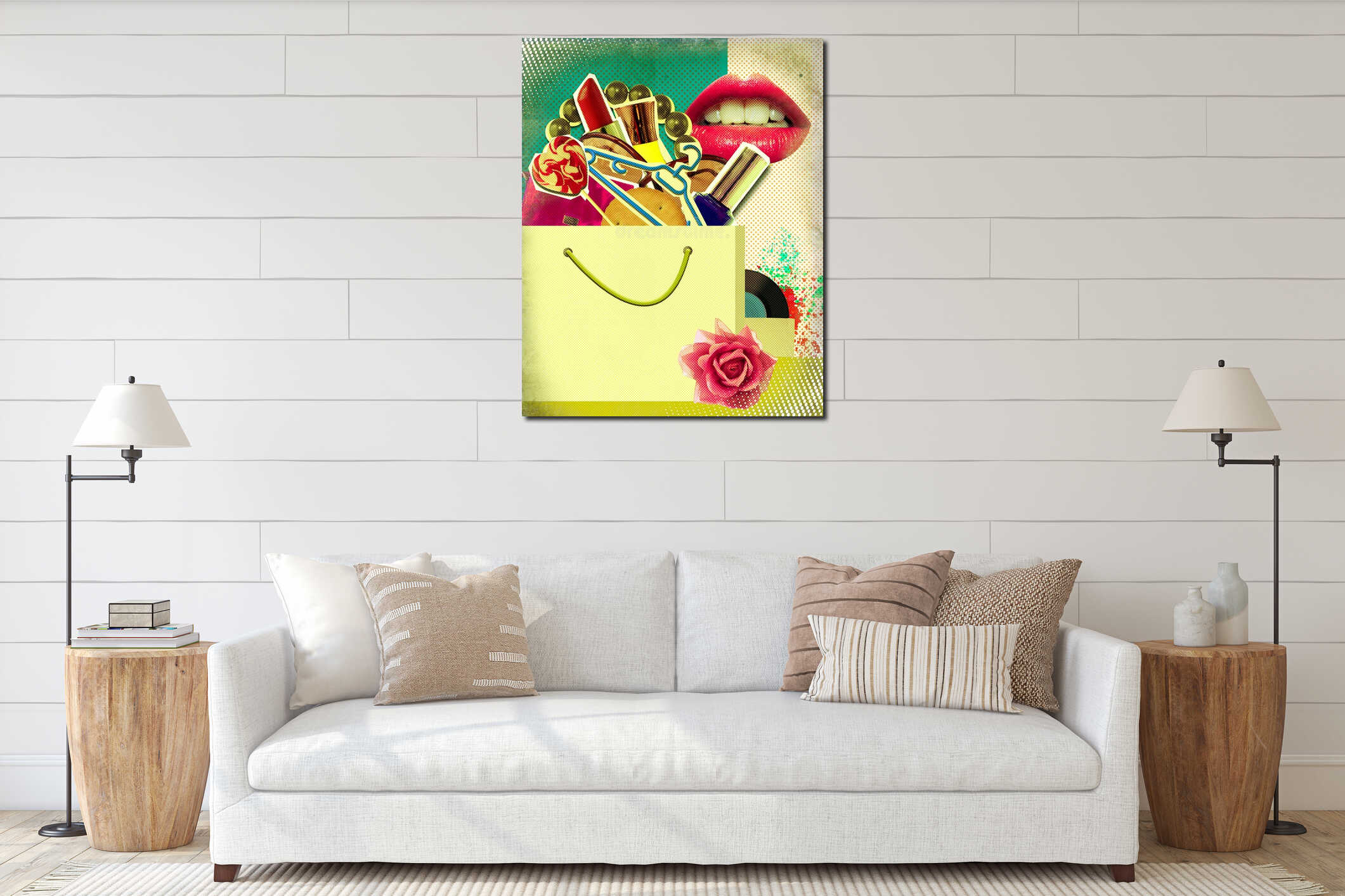 Canvas hanging interior mockup