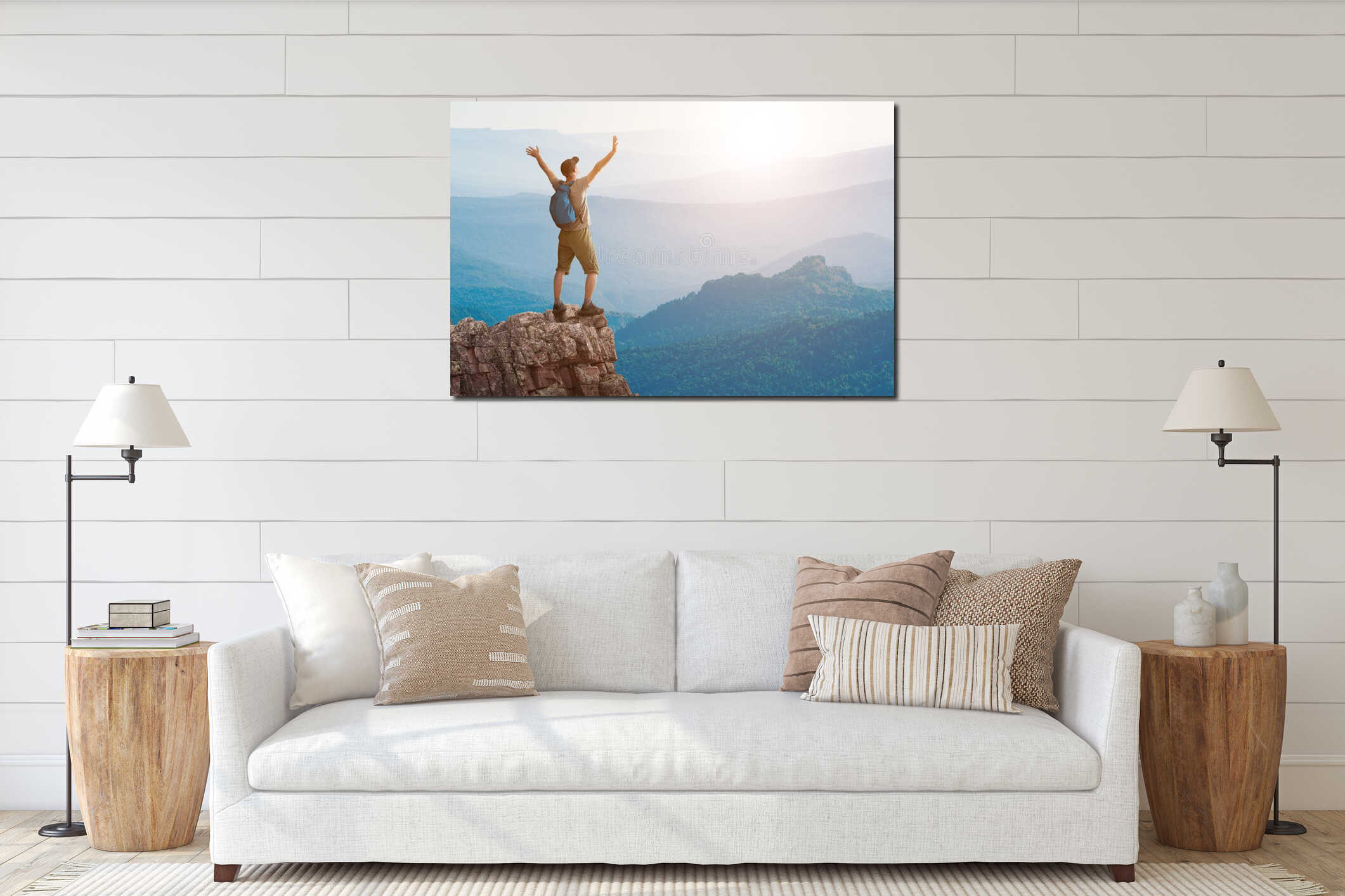 Canvas hanging interior mockup