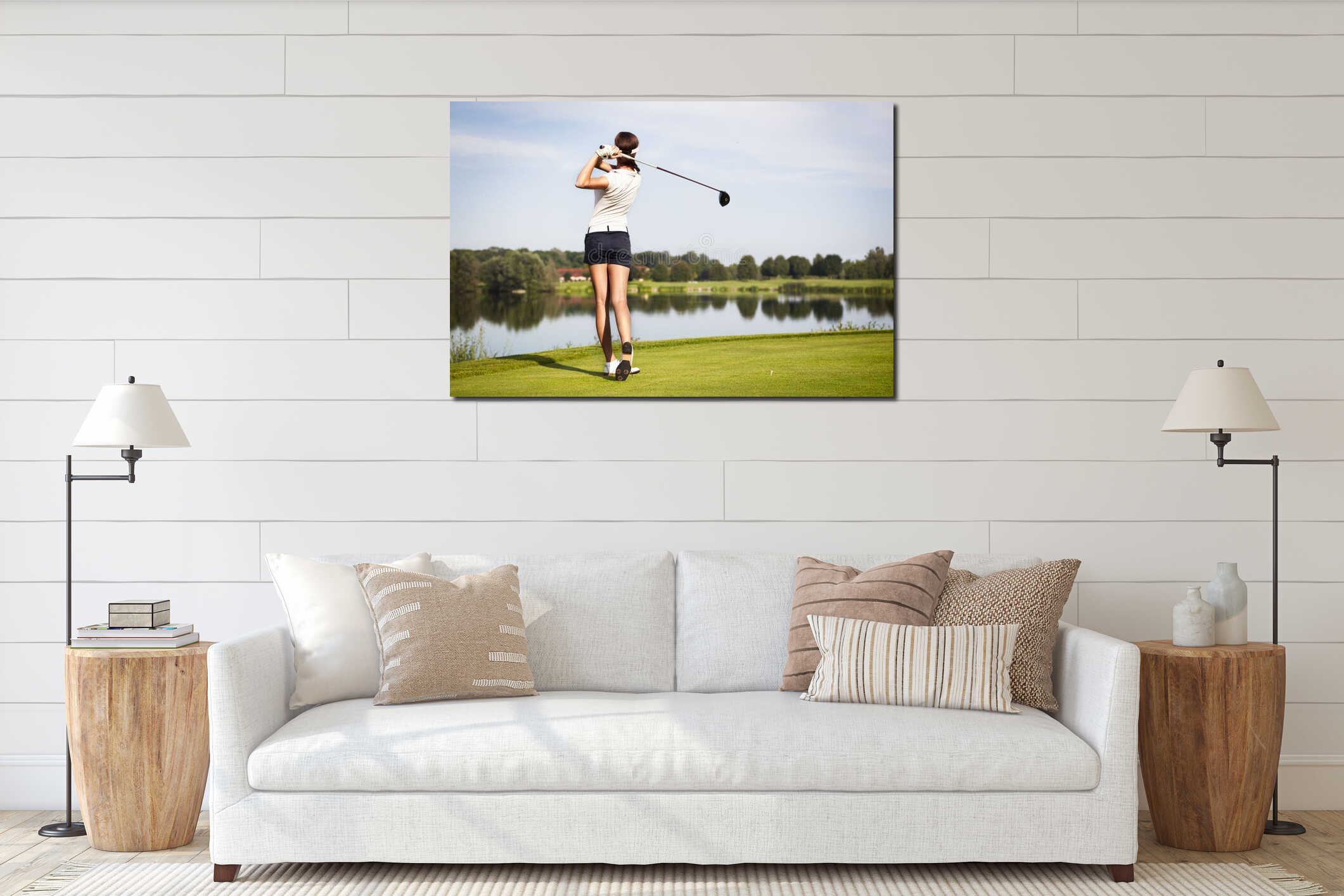 Canvas hanging interior mockup